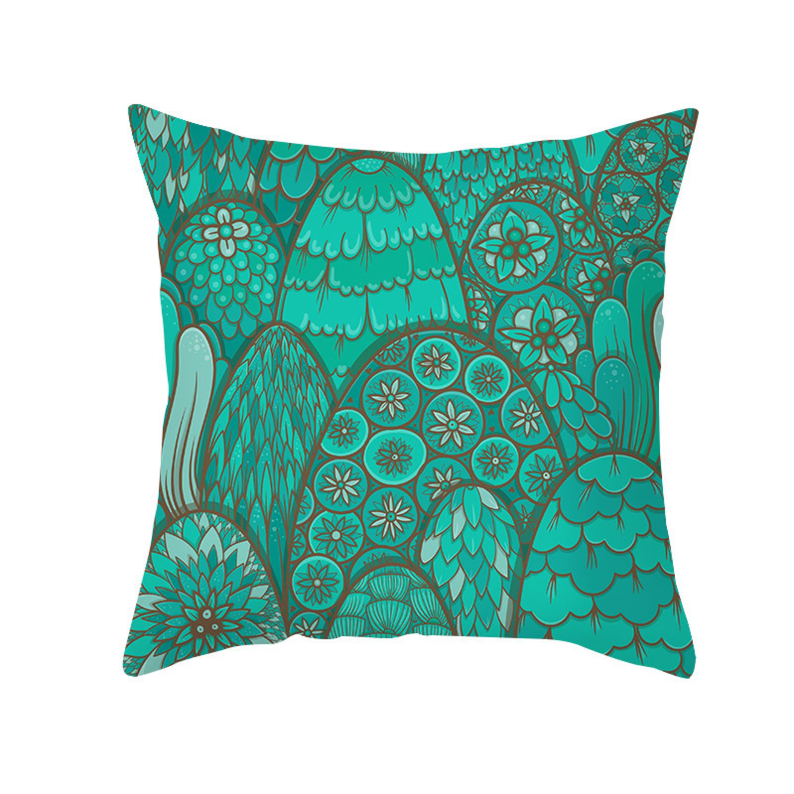 Cushion Covers Green Abstract Flower Pillow Cases Soft Linen Cushions with Covers Included Washable Sofa Cushions with Invisible Zip Pillowcase Breathable Pillow Cover 60x60 Cushion Cover 1 Pack