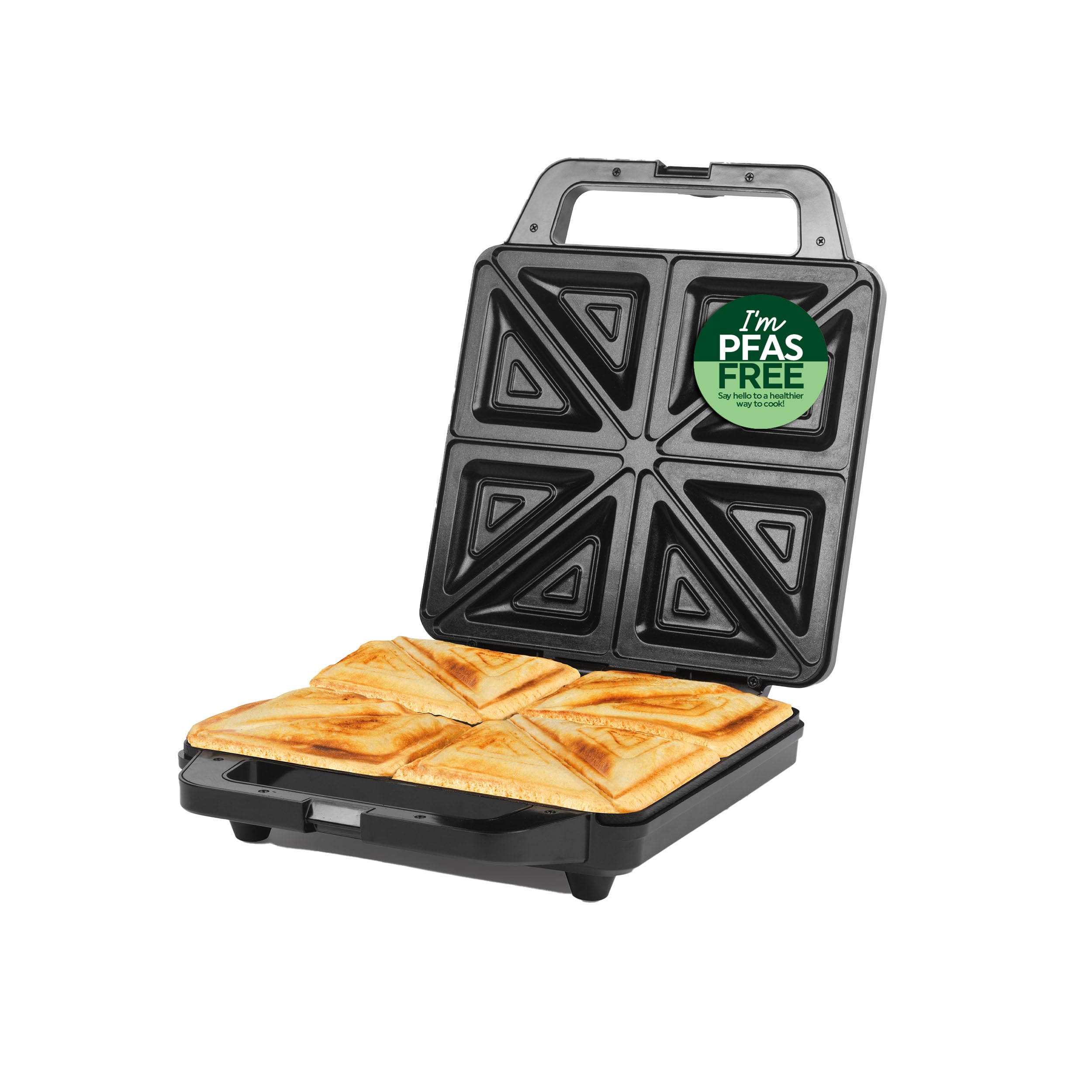 Salter Sandwich Toaster – Non-Stick Deep Fill Toastie Maker, Cook 4 Toasted Sandwiches, 30% Bigger Toasties, Extra Thick 4 Slice Grill Press, Automatic Temperature Control, Easy Clean, 1600W
