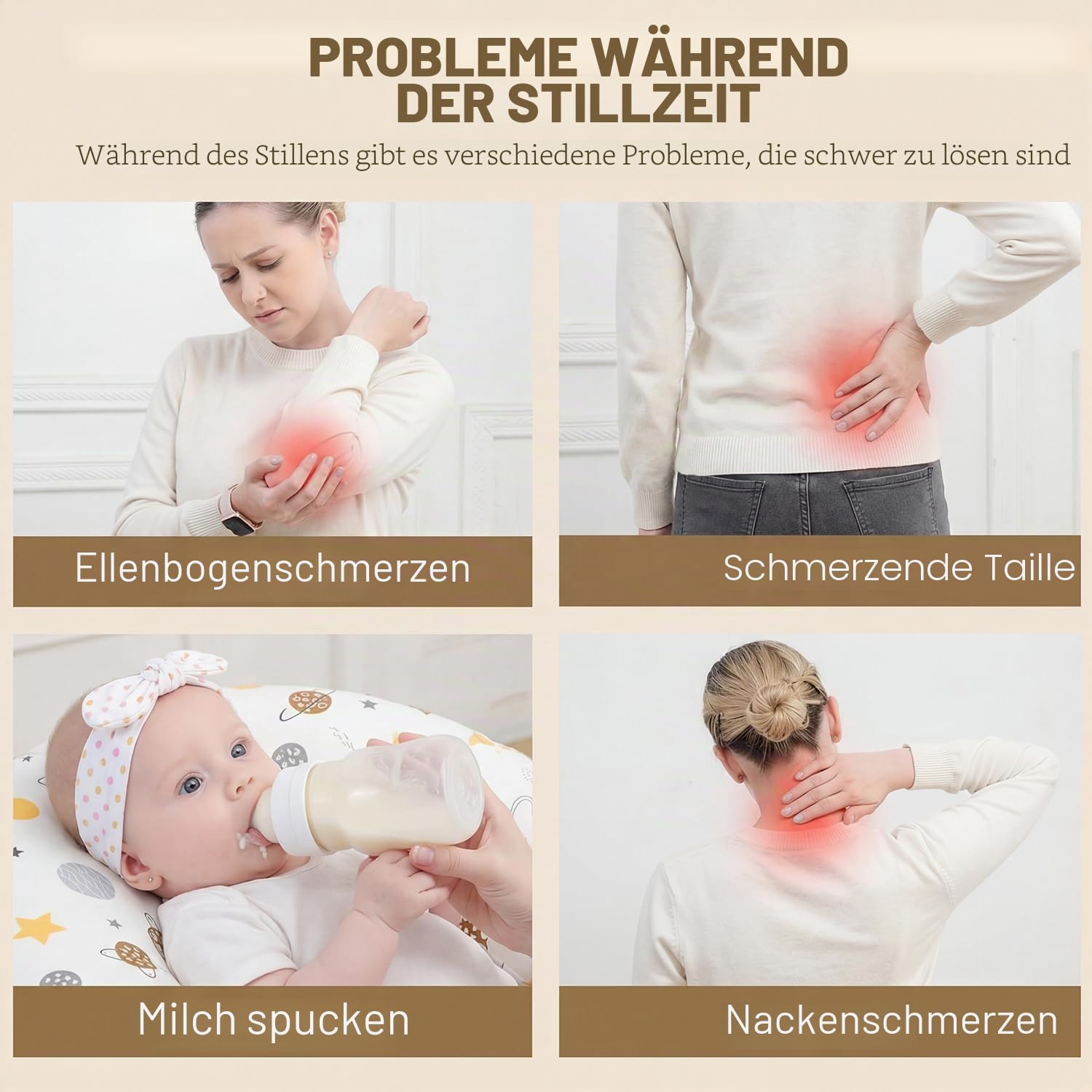 Stillkissen klein,Nursing Pillow,Memory Foam Stillkissen, Abnehmbarer Kissenbezug, ergonomisches Design, für alle geeignet (3 Stück)