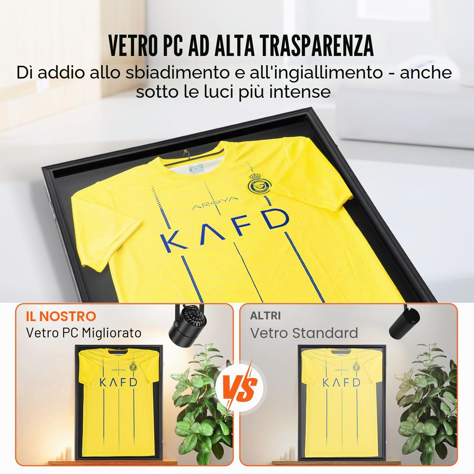 VEVOR Custodia con Cornice per Espositore in Jersey, Grande Scatola Jersey Sportiva Chiusura a Chiave Protezione UV PC Vetro Maglia Baseball Basket Calcio Hockey Uniforme, 590 x 790 x 40 mm, 2 Pezzi