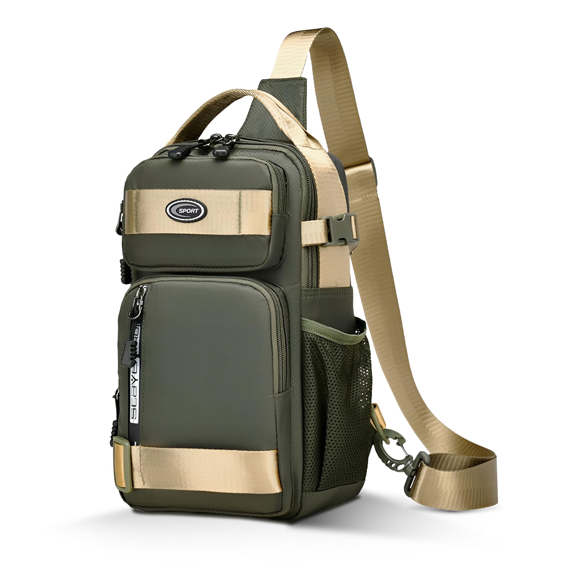 carry trip Small 8 L Backpack Men Crossbody Bag Business Trend Cycling Hiking Travel Bag Fashion Shoulder Bag 1 Compartment, 4 Zip Pocket And 1 Side Bottle Pouch/Men Sling Bag-picture-8