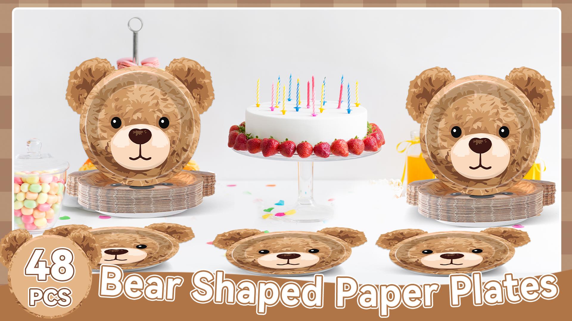 Amazon.com: 48PCS Bear Shaped Paper Plates Brown Bear Party