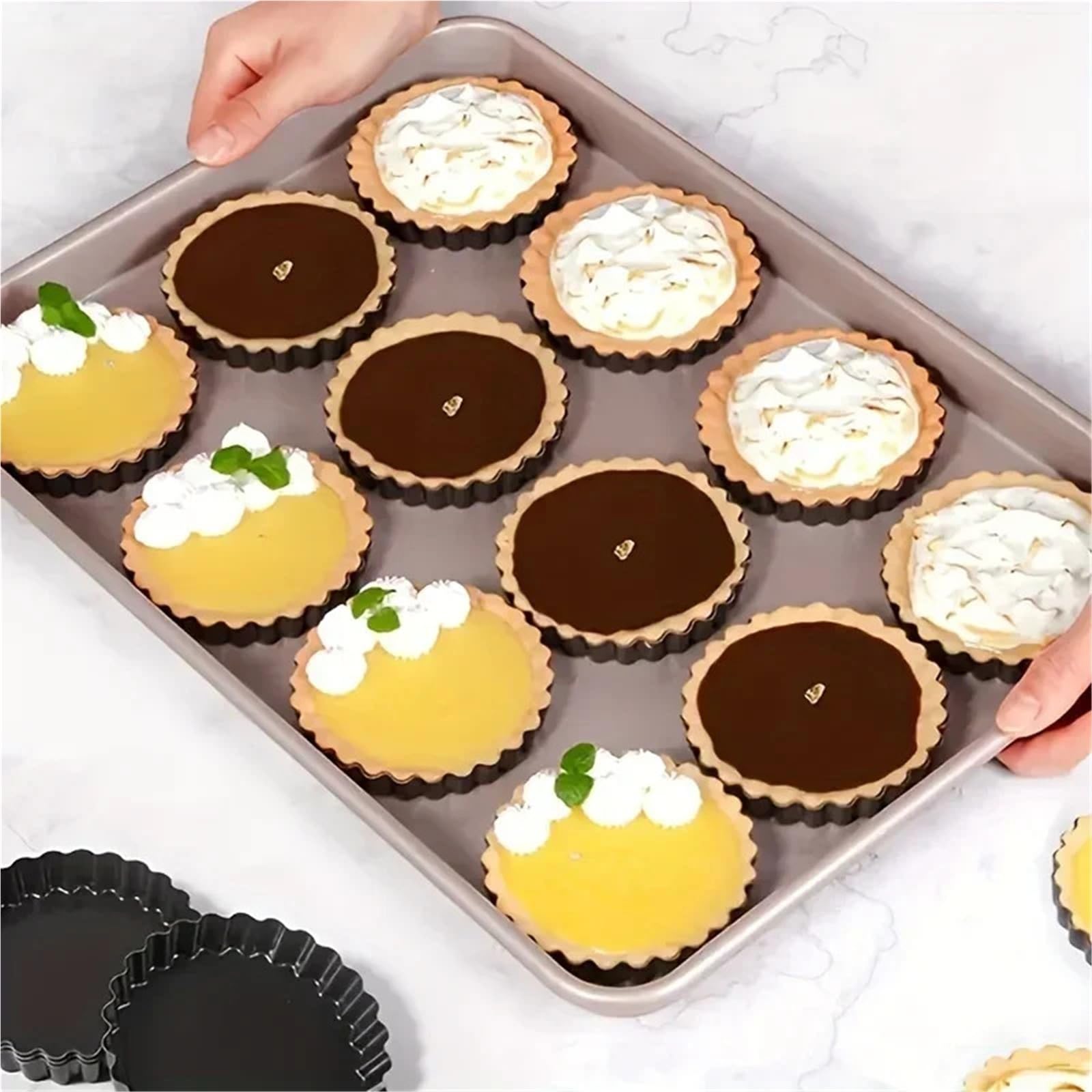 5 mini moules à tarte aux œufs de 4 pouces