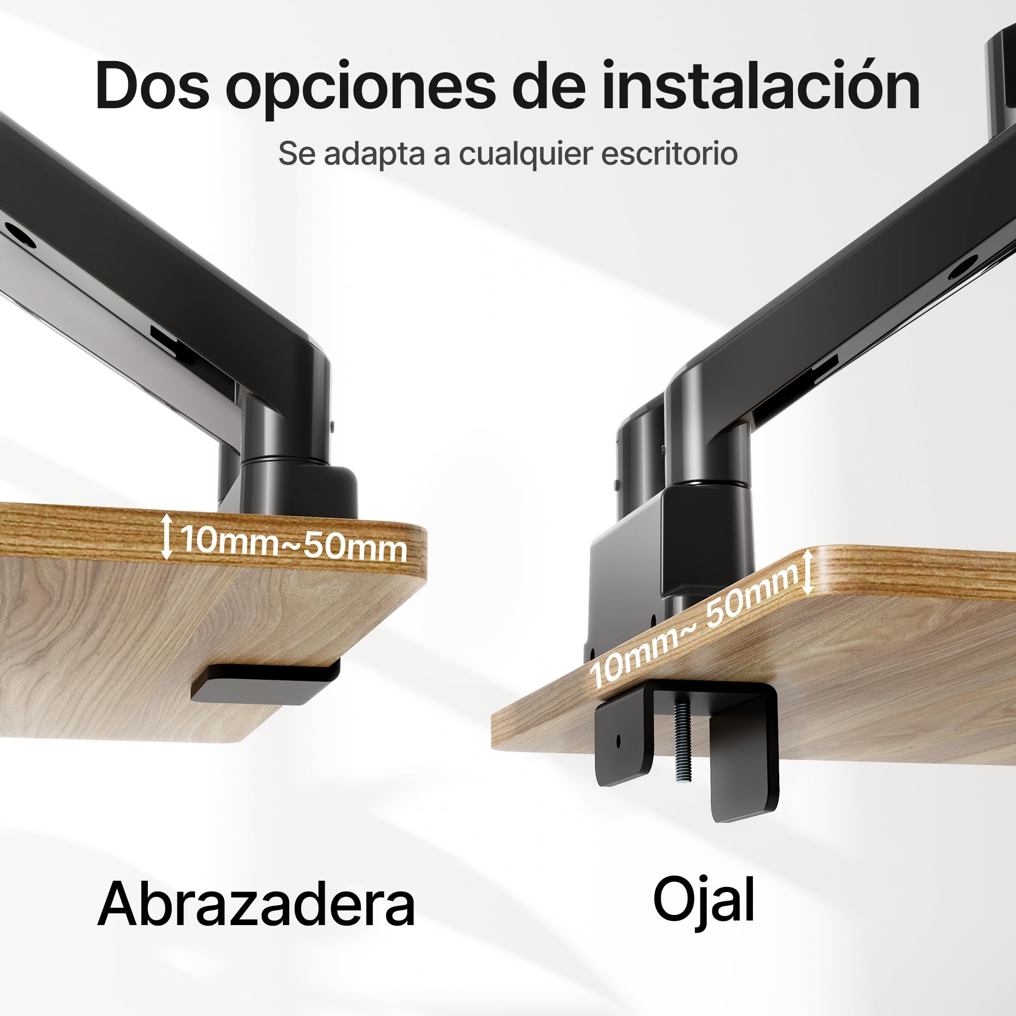 monTEK Brazo Monitor Doble con Puerto USB para Pantallas 17-35" | Soporta hasta 16kg, VESA 75/100mm, inclinación y giro, gestión de cables, montaje pinza u ojal.