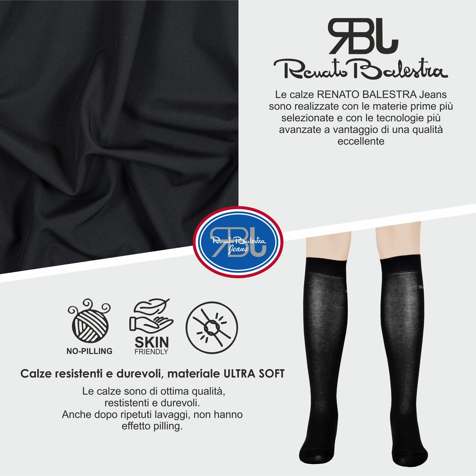 Renato Balestra 6 Paia - Calze Invernali in Cotone da Uomo Varie Altezze - Vari colori - Non stringono - Punte e talloni rinforzati