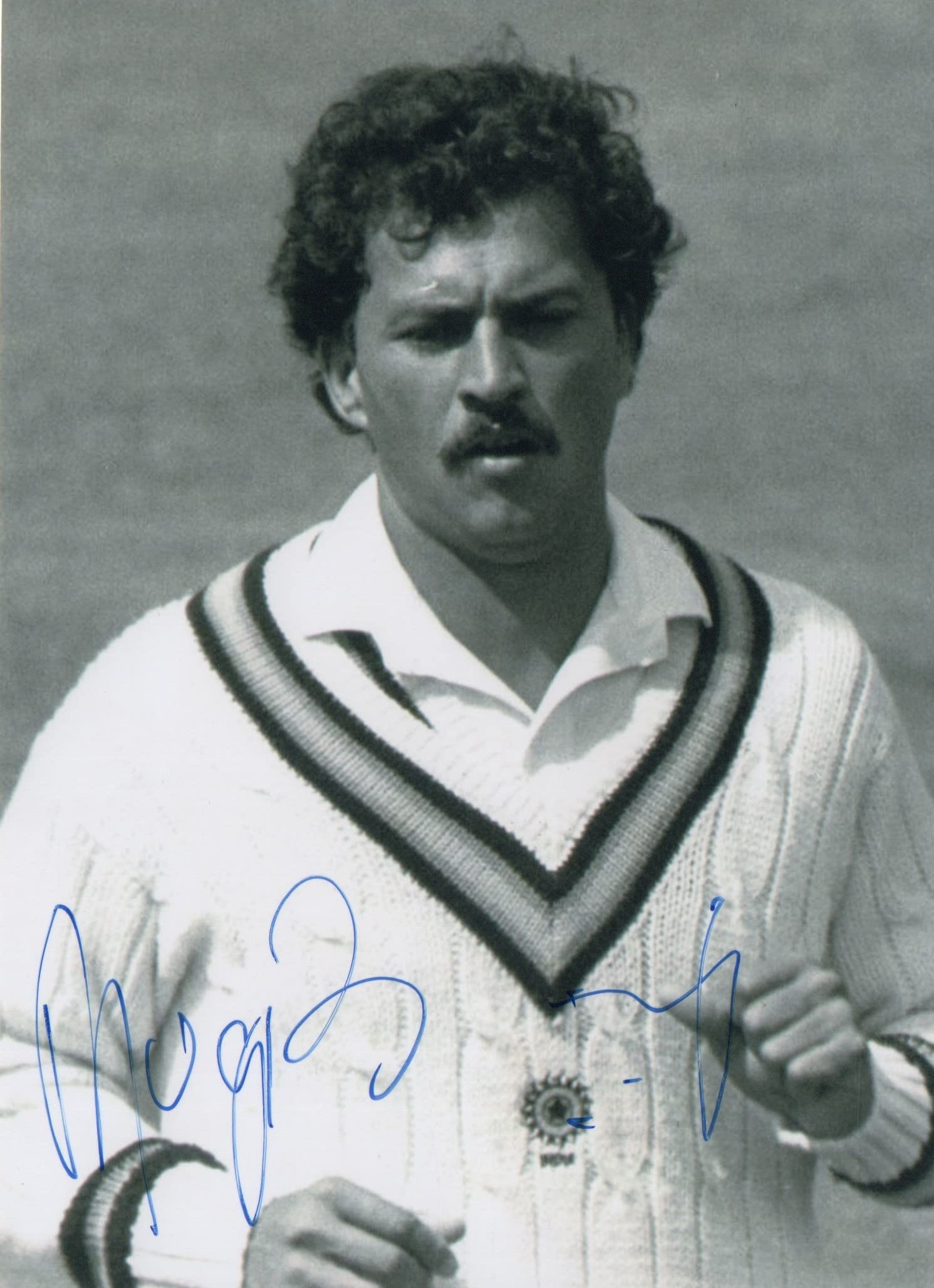 5x7 inches original autographed photo of indian cricketer roger binny