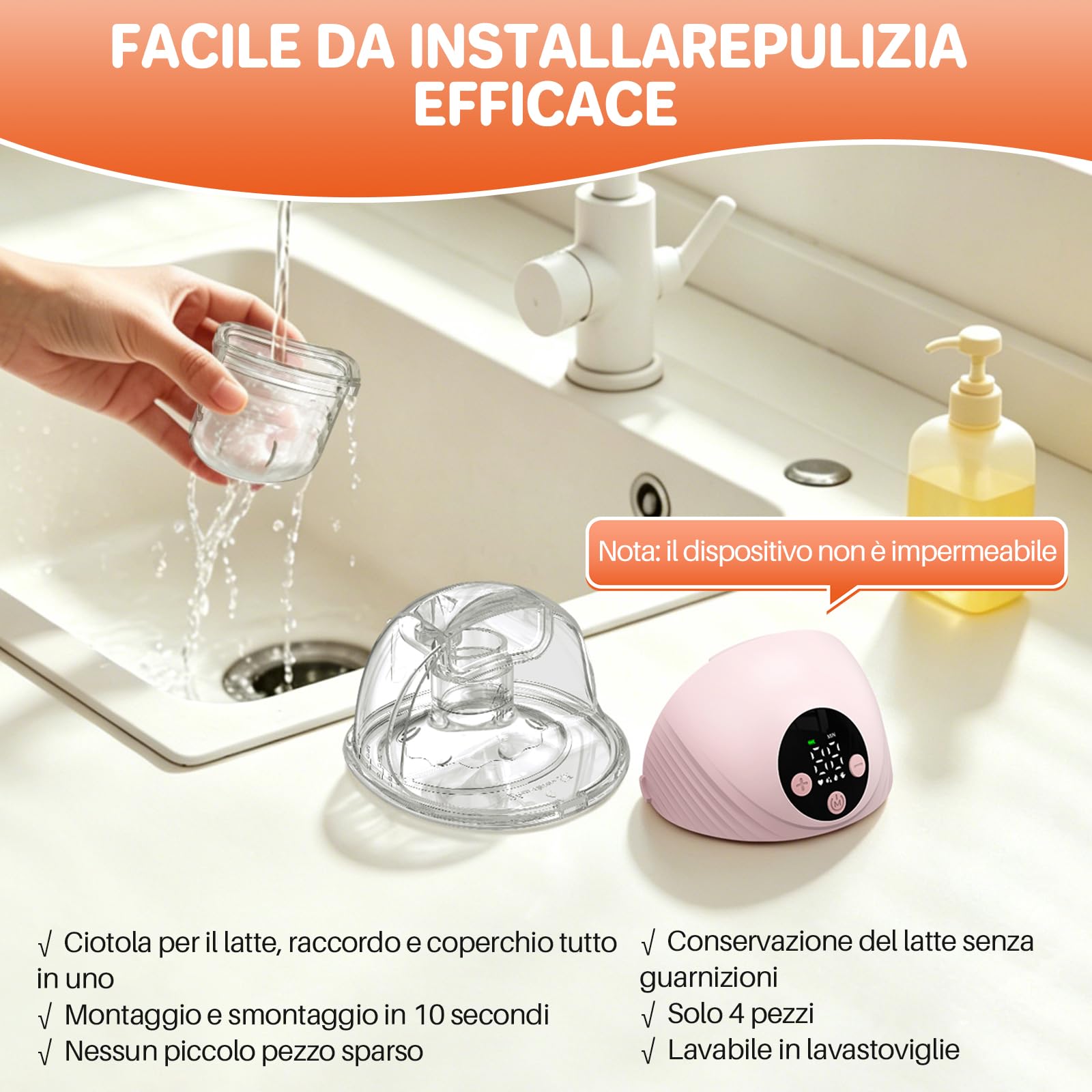 FUNYKICH Tiralatte Elettrico Indossabile,Tiralatte Senza Mani con 4 Modalità e 12 Livelli di Aspirazione,con Flange da 21/24/27 mm,Silenzioso e Senza BPA,Ideale per Domestico/Lavoro/Uscite (1 PCS)