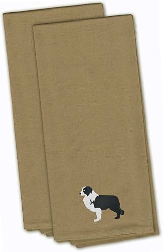 Caroline's Treasures BB3423TNTWE - Juego de 2 toallas bordadas con borde collie color negro, para manos, cara, cabello, yoga, té, paños de cocina,