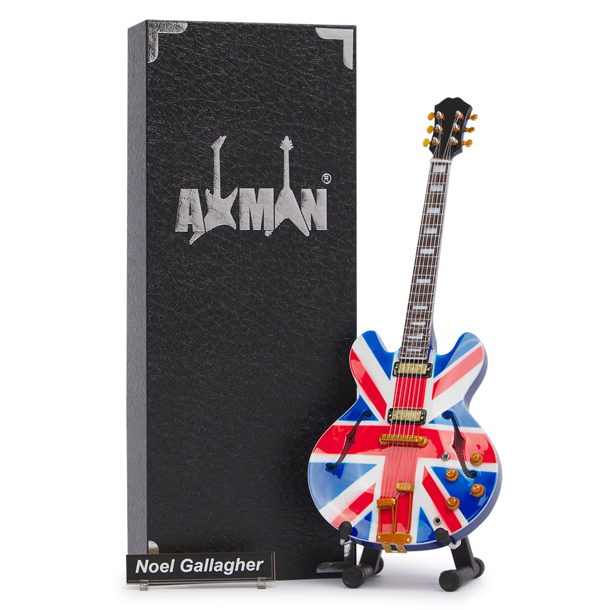 Axman, Noel G Miniature Guitar Replica, Handmade Ornamental 1/4 Scale, Includes a Display Box, Name Tag and Miniature Guitar Stand, Ideal Guitar Lover Gift, Music Lover Gifts for Birthdays/Christmas