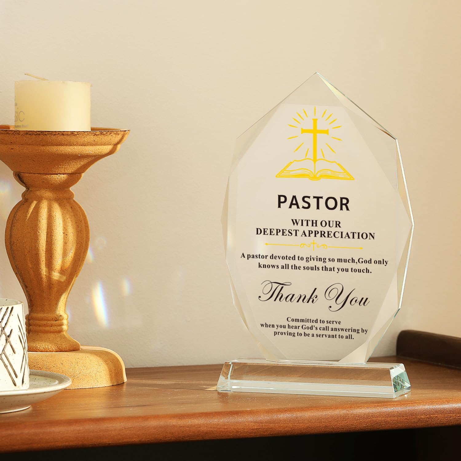 Pastor Appreciation Gifts-Iceberg Shaped Crystal Plaque, 8.3x5.3 Inch Plaques Decoration for Pastor's Day Church Clergy Keepsakes, Best Ideas Thank You for Christianity Pastores Gift - Image 4