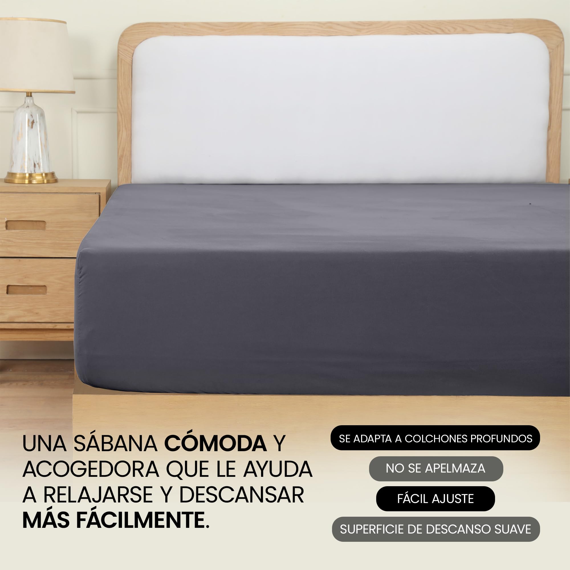 Utopia Bedding Sabana Bajera 150x190/200 - Gris - Certificado Oeko Tex - Bolsillo Profundo - Microfibra Cepillada (Cama 150)
