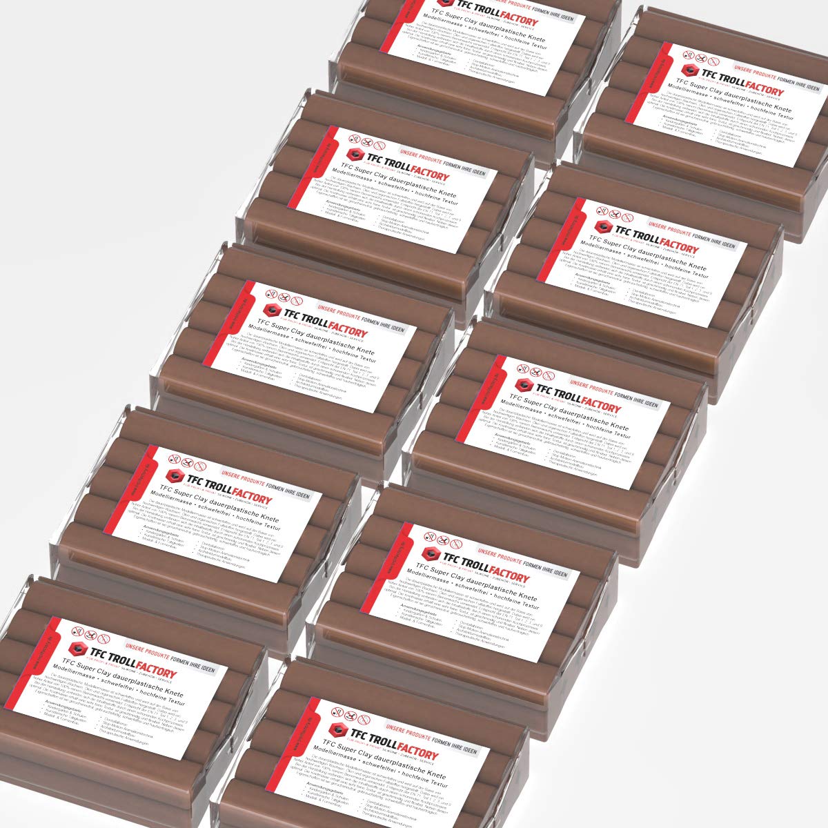 TFC SuperClay I plastilina in plastica resistente, realizzata con cere di alta qualità (100% cera d'api) e oli, marrone, 10 x 500 g