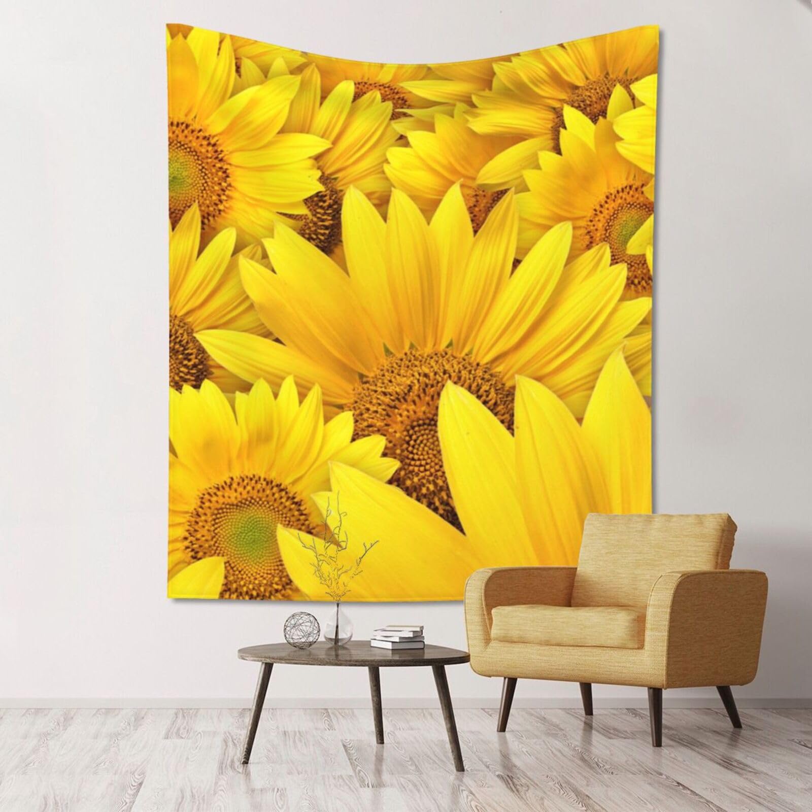 WKSGDSG Large Wall Hanging, Machine Washable Tapestry For Dorm Room, Sunflowers, Lightweight Polyester Wall Art For Bedroom Living Room, 152x130cm
