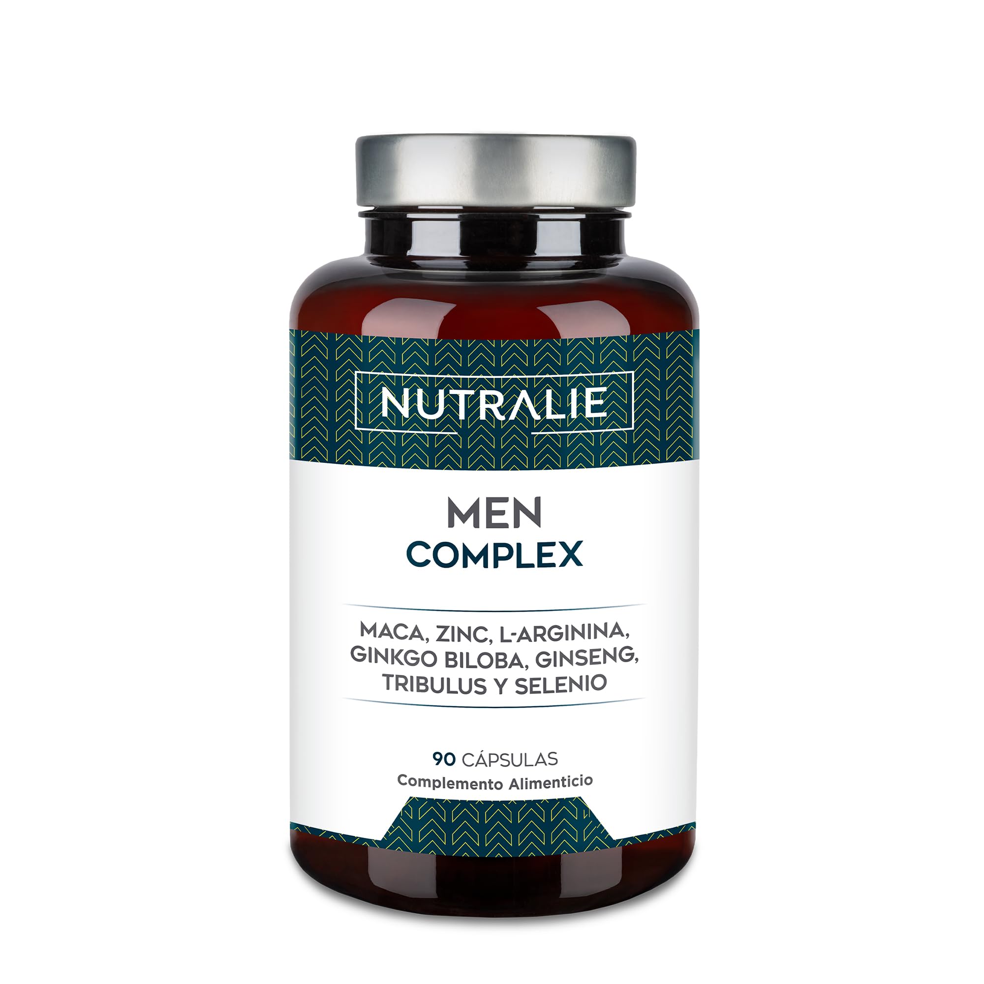 Vitaminas Testo Hombre - Potencia 4:1 Maca 500mg - Ginseng + Ginkgo Biloba + Tribulus Terrestris, L-Arginina - 90 Cápsulas Men Complex Nutralie