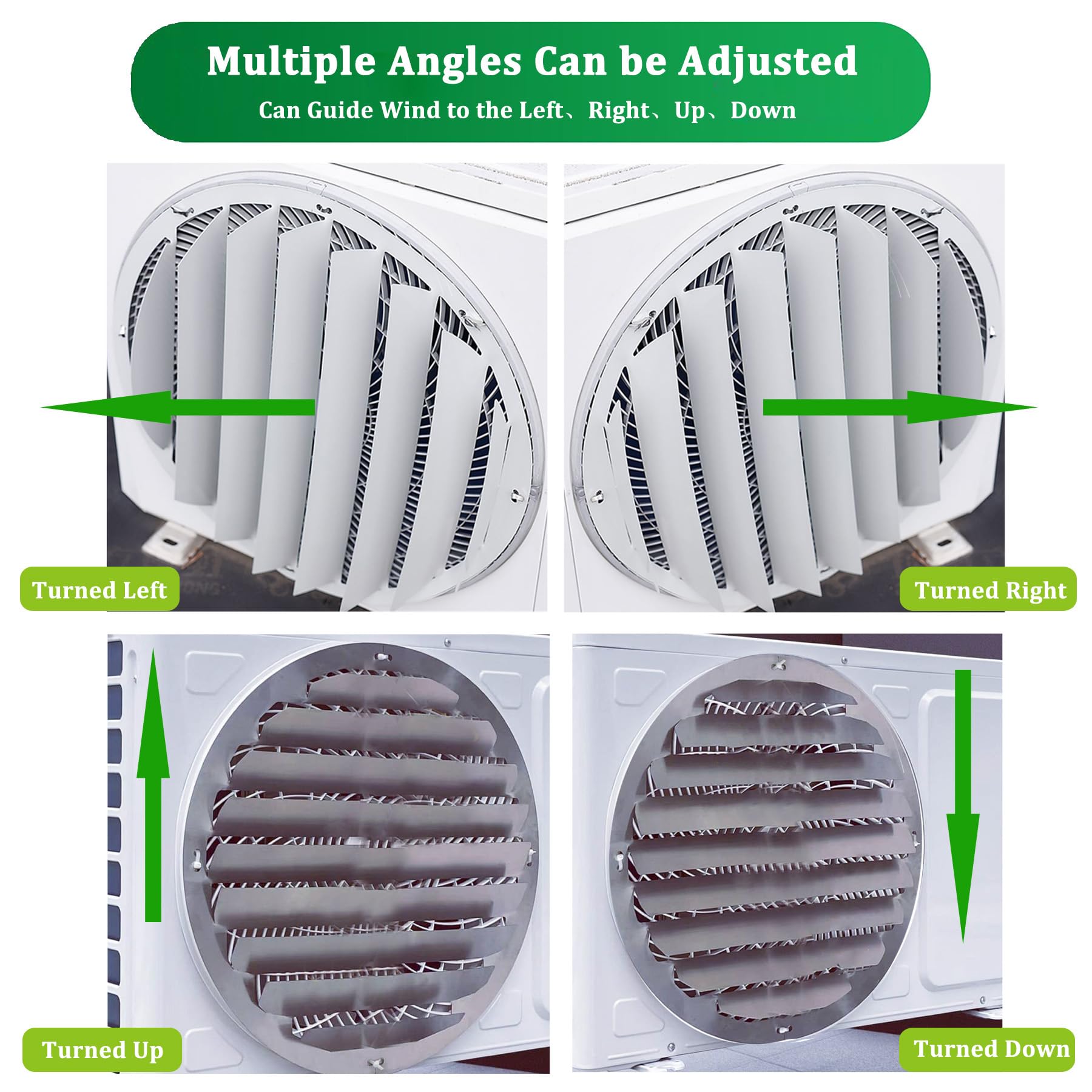 Deflettore anti-diretta condizionatore d'aria in acciaio inox, AC unità Esterne Copertura di Sfiato, Griglia di ventilazione per l'aria di scarico con lame mobili (Diametro 53 cm(φ20.9inch))
