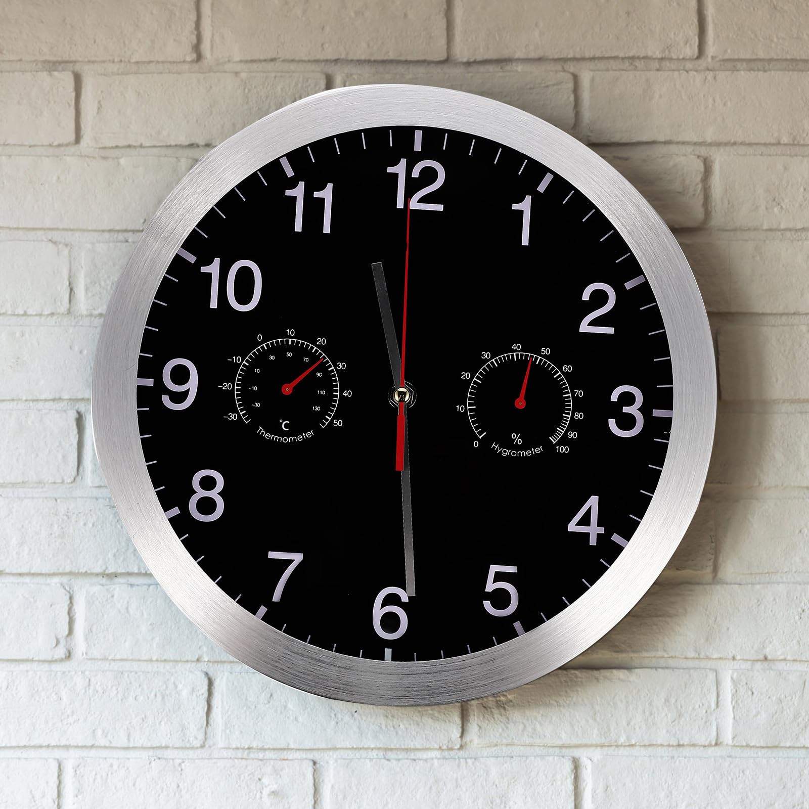 ABOOFAN Orologio da Parete Rotondo 12 Pollici in Metallo Vetro, Silenzioso