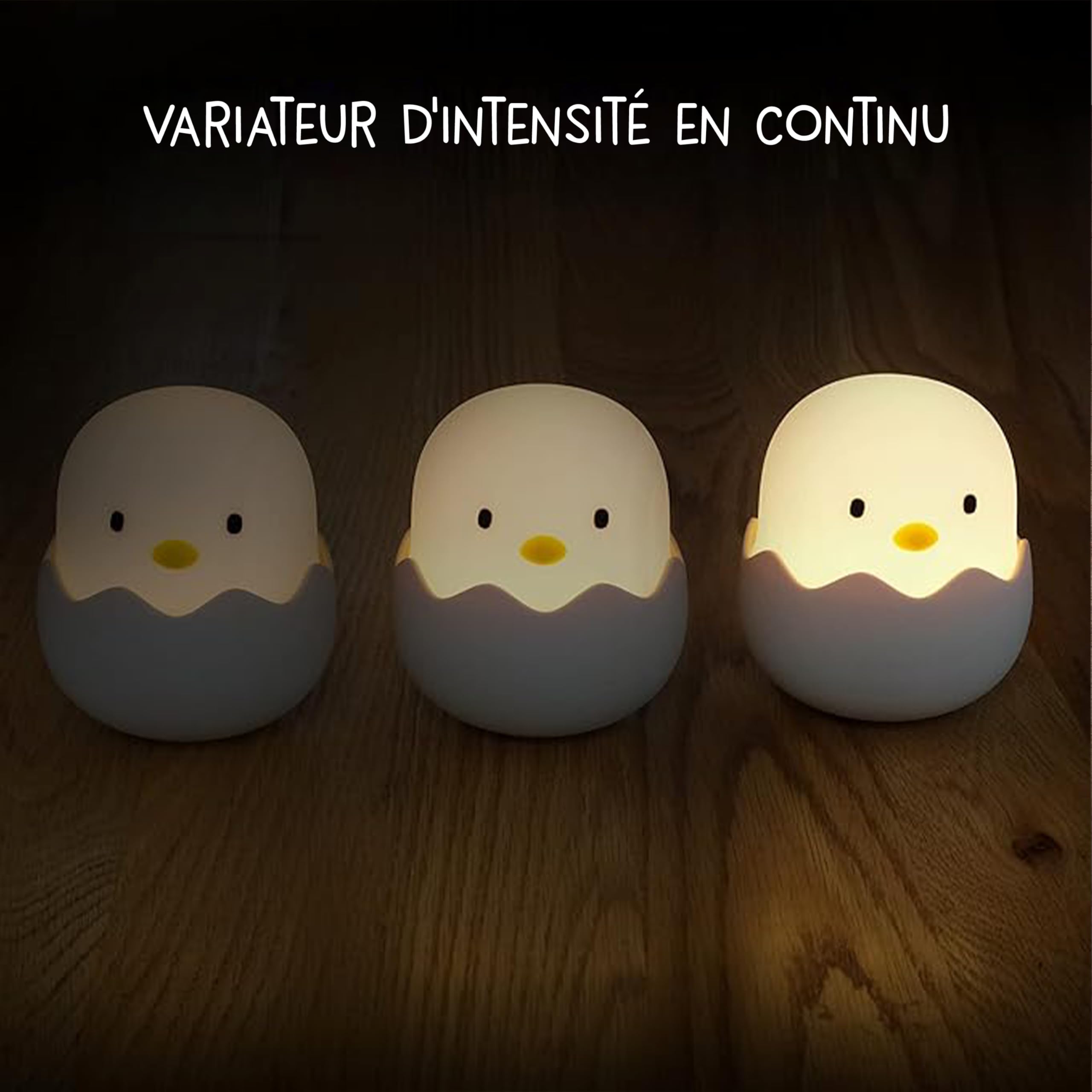 MegaLight Veilleuse LED pour enfants | Veilleuse bébé sans petits éléments ingérables | Lampe d'allaitement tactile à intensité variable | Lampe de nuit rechargeable par USB | Eggy Egg