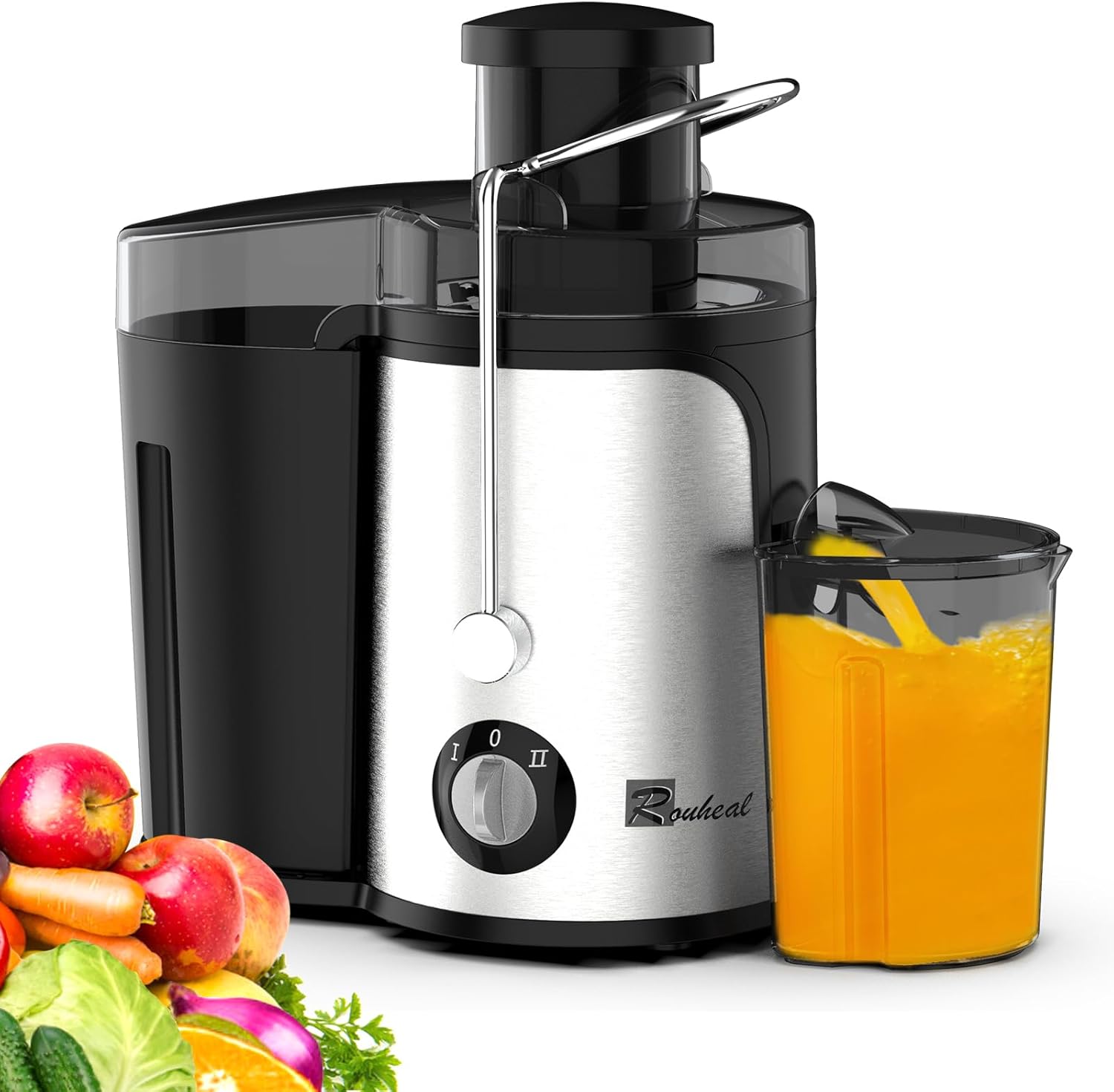 Juicer Machine, 600W Centrifugal Juice Extractor with 3” Wide Feed Chute, BPA-Free, Easy to Clean, Stainless Steel, Includes Cleaning Brush (Black) Juicer Machine, 600W Centrifugal Juice Extractor with 3” Wide Feed Chute, BPA-Free, Easy to Clean, Stainless Steel, Includes Cleaning Brush (Black)