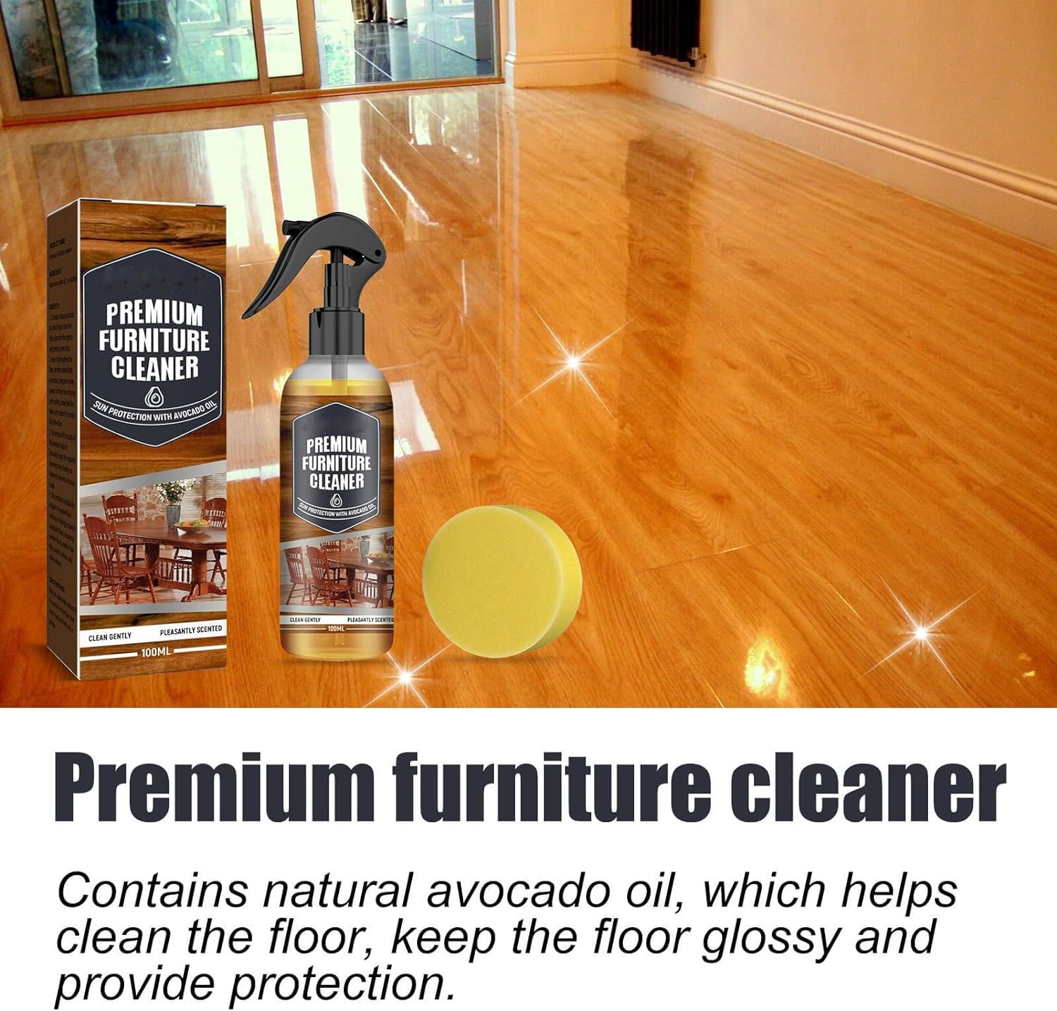 Pulidor de cera de abeja natural de 100 ml para muebles, espray de cera de abeja natural, limpiador de muebles premium, spray de cera de abeja micromolecularizada natural, para suelo, mesa, silla,