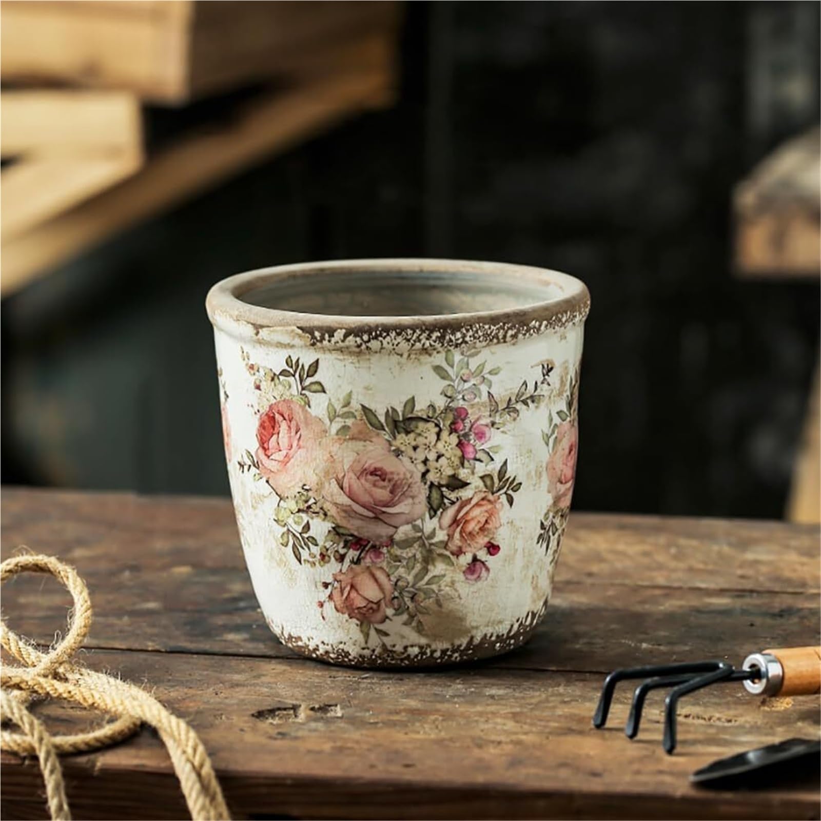 Doniczki na rośliny Ceramiczne doniczki na rośliny ogrodowe i przeszklone sukulenty prezenty dla miłośników roślin (brązowe, z dziurą)