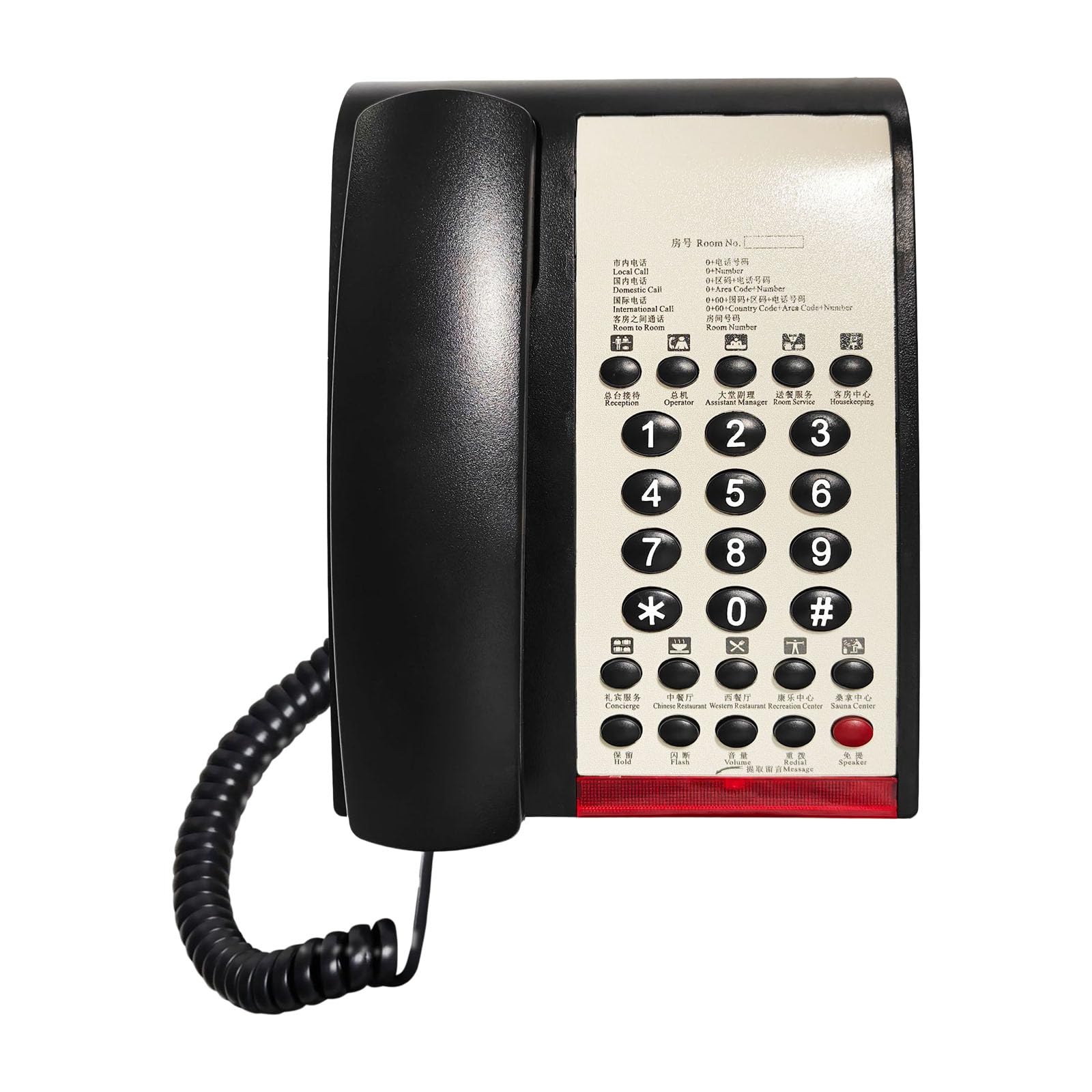 Moderno telefono da scrivania, telefono per camera d'albergo con funzione di chiamata rapida e supporto aggiuntivo per i posti secondari, telefono da hotel con selezione rapida touch e