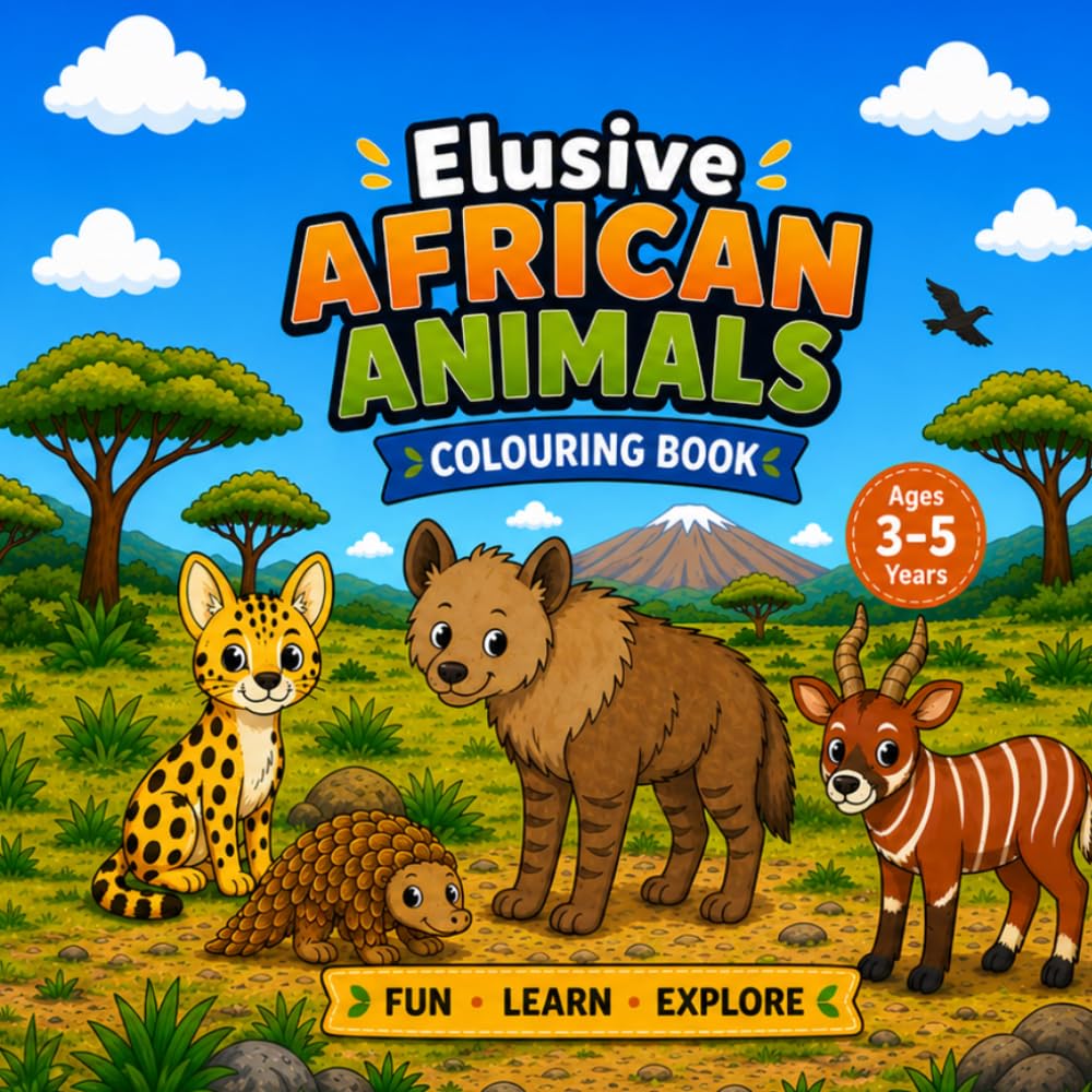 Elusive African Animals Colouring Book: 20 Amazing Animals for Little Explorers Ages 3–5