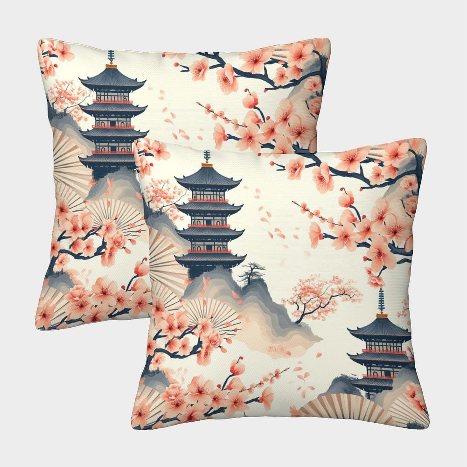 UENDOKRNN Flower Pillow Covers Set of 2 Soft with Invisible Zipper Decorative Plum Blossom Throw Pillow Cases for Living Room Sofa And Outdoor Decor 40x40cm