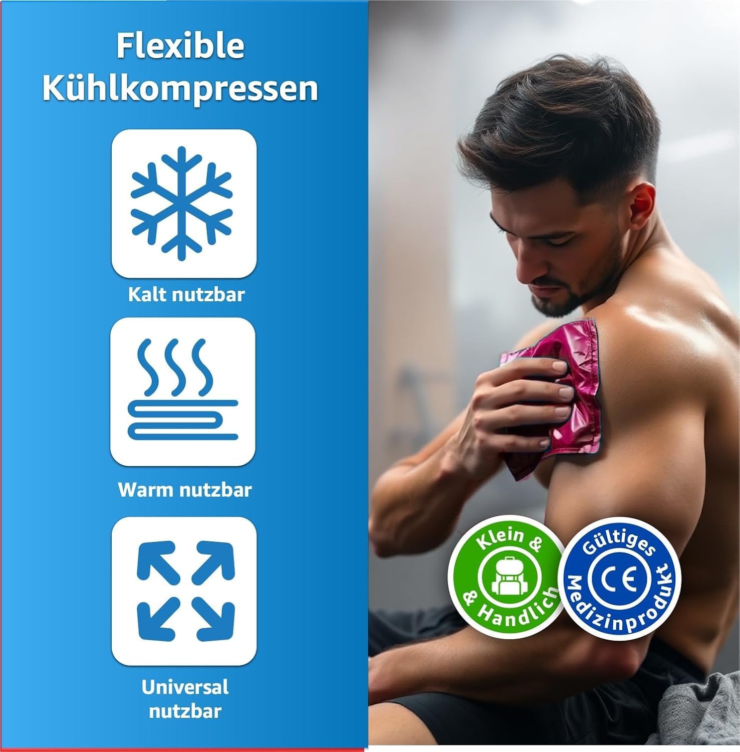 TK Gruppe Timo Kingler Set de almohadillas refrigerantes - MADE IN GERMANY - compresas de gel frío, pequeña & grande almohadilla térmica & cold packs - almohadilla refrigerante (2x Rosa - 29x12 cm)