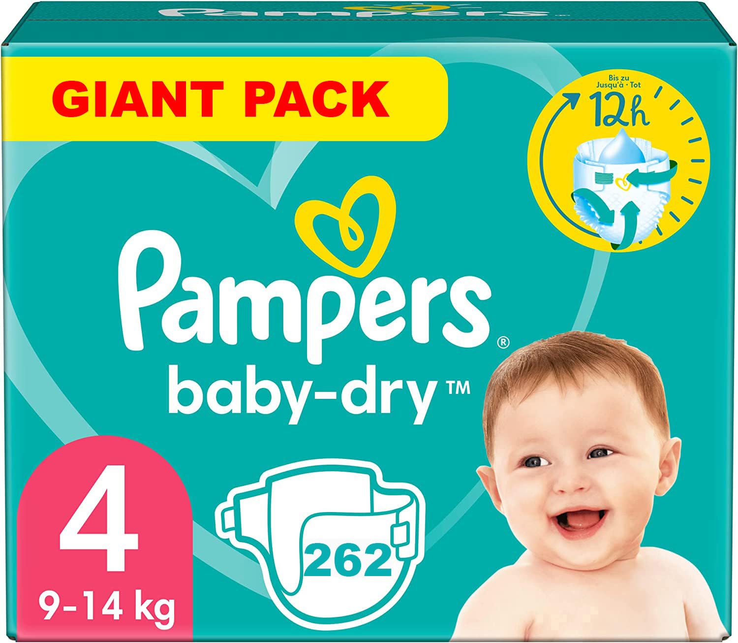 PAMPERS BABY-DRY TAILLE 4 262 COUCHES (9-14 KG)