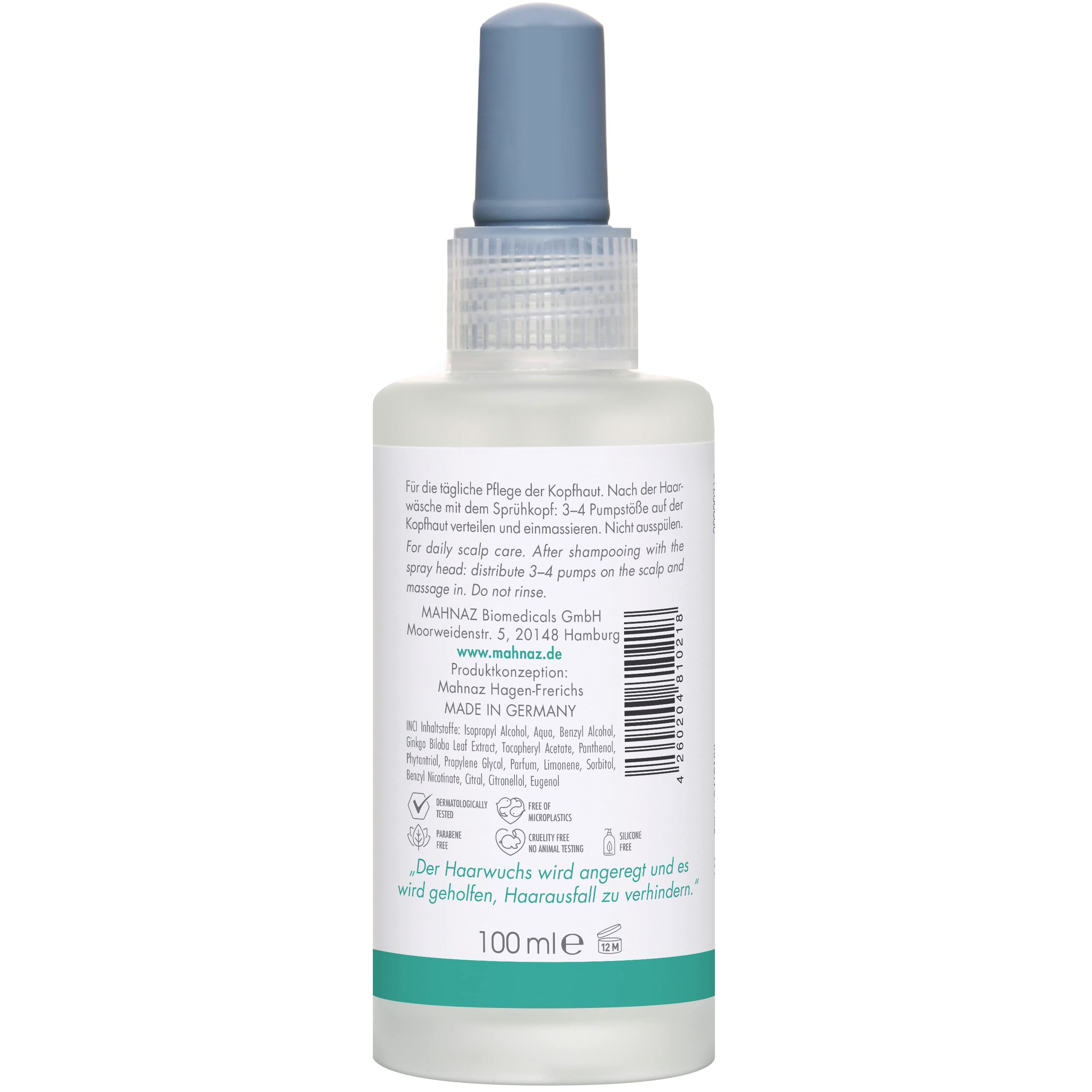 MAHNAZ® for Woman, Premium Kopfhaut Elixier Nr.1, Haarausfall* vorbeugen, Haarwachstum anregen, Veganes Haarserum, 2-Monats-Flasche, 100 ml