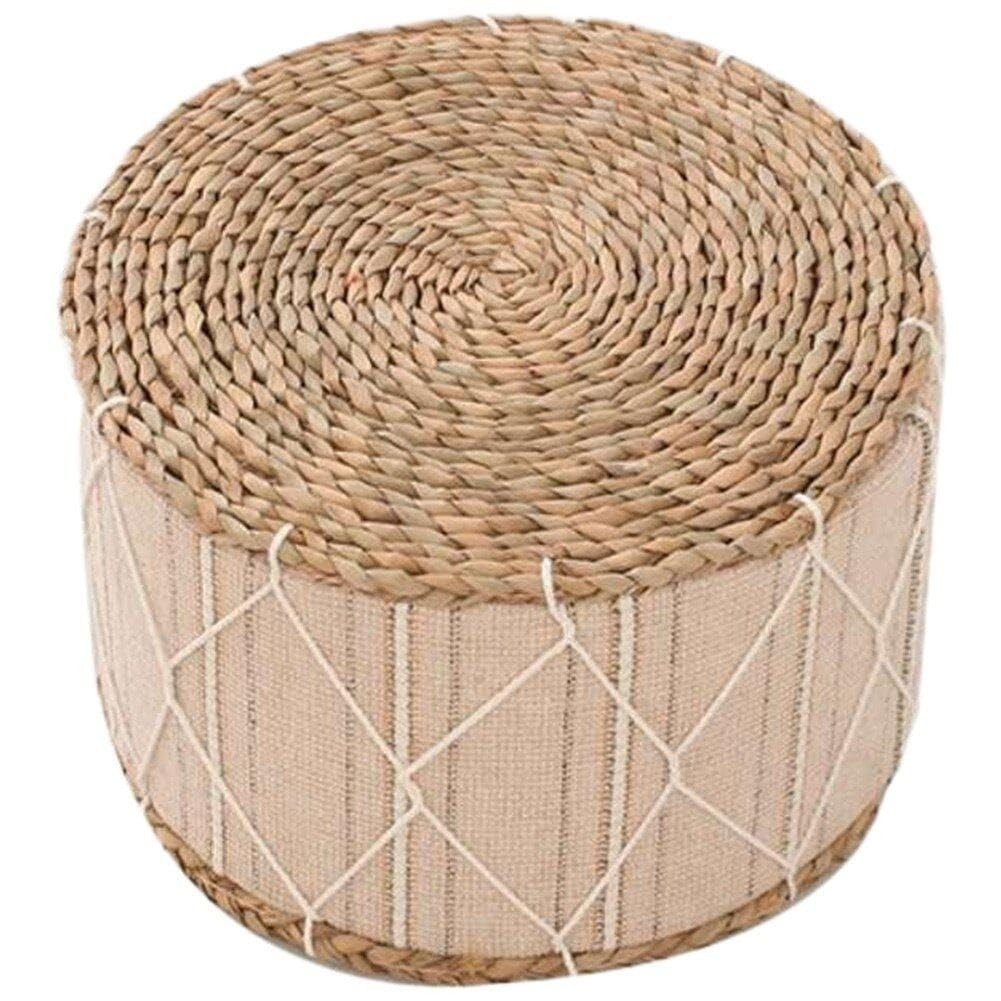 Tabouret en paille de style ethnique fabriqué à main, finitions premium