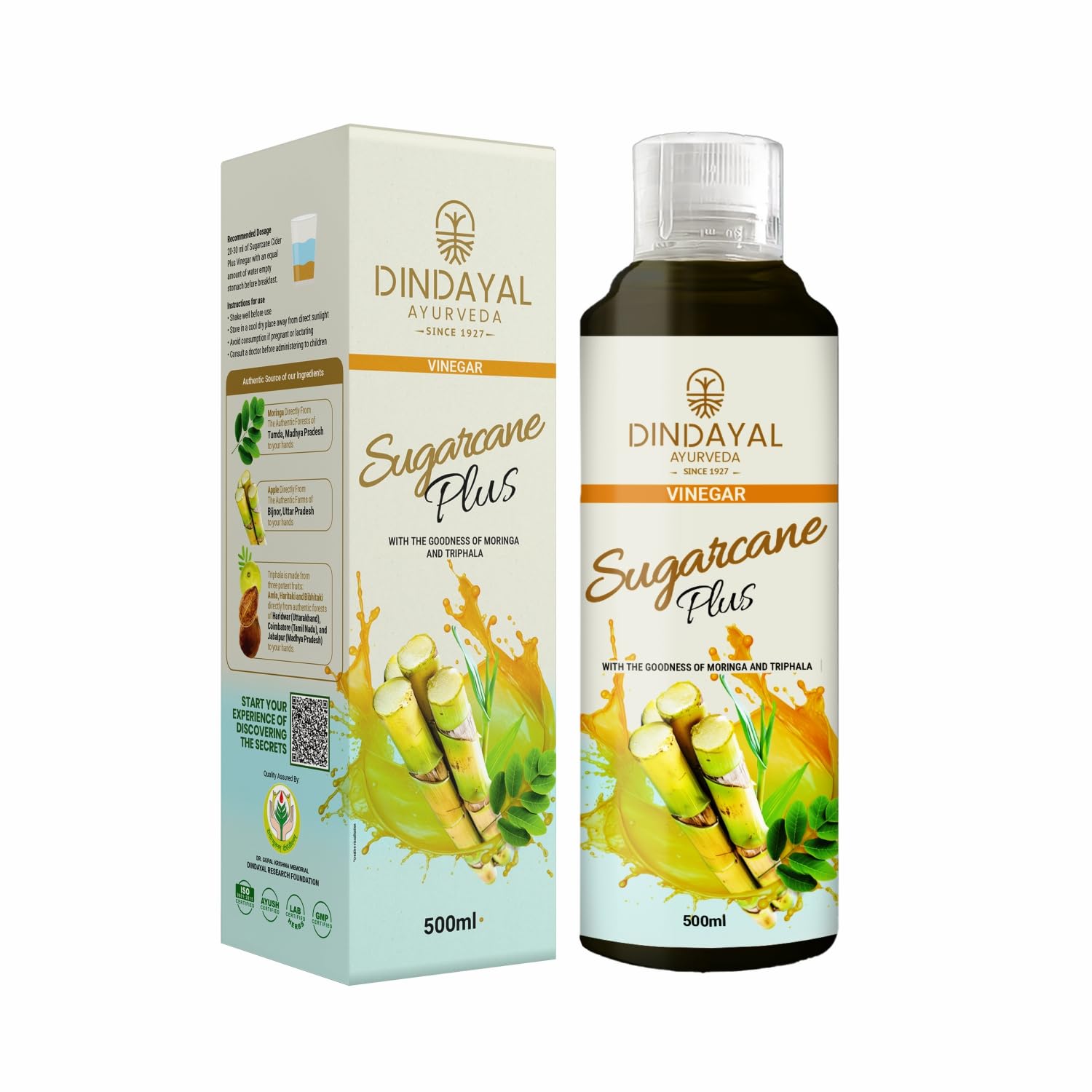 Dindayal Sugarcane Plus Vinegar | Ayurvedic Wellness Tonic | Supports Kidney, Heart & Brain Health | Natural Detox & Cooling Formula | 500ml