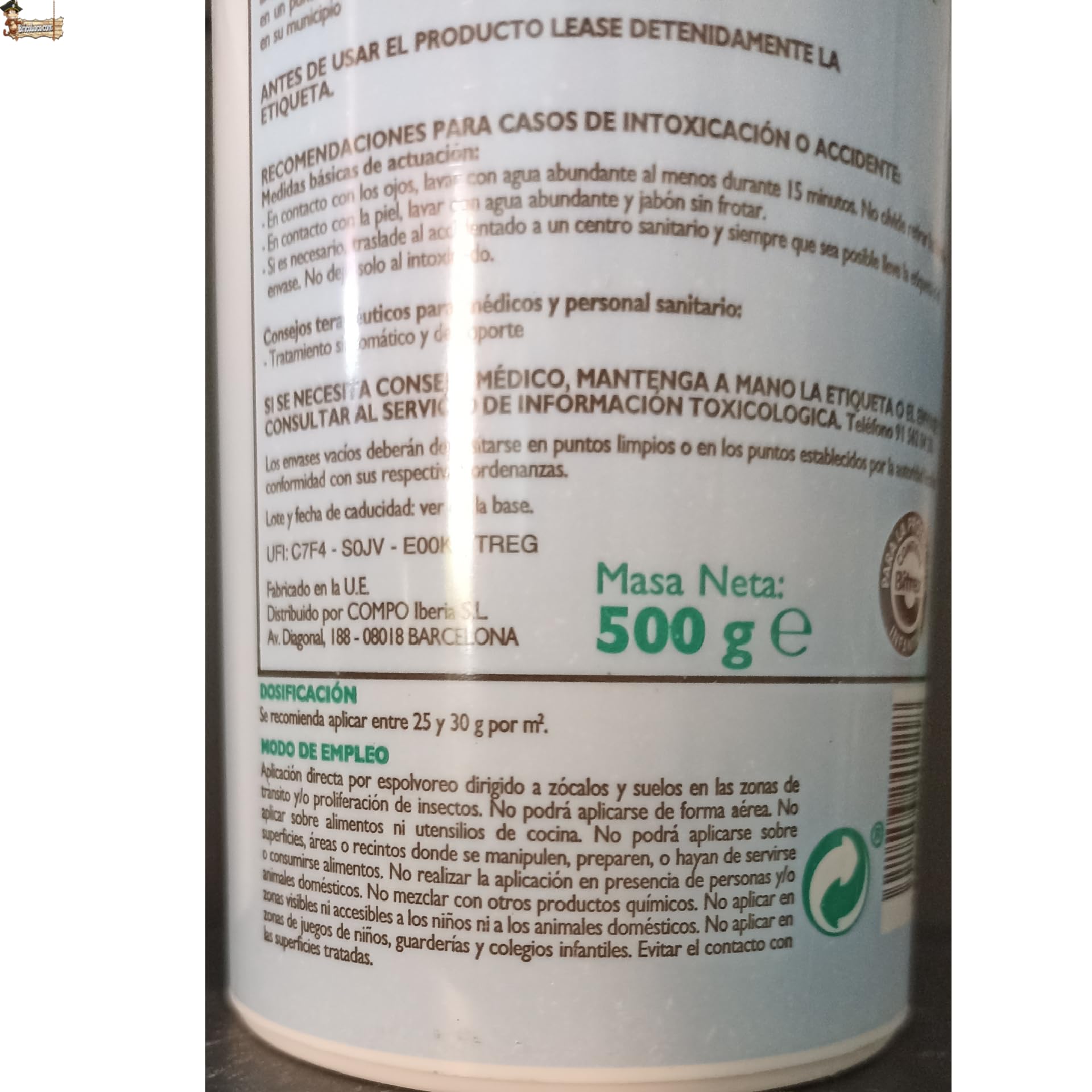 Insecticida suelo en polvo granulado insectos rastreros. ¡¡¡ 1 KG. (2x500 grs.) !!! Piretroide. Exterior e interior. Hormigas, cucarachas, pulgas, chinches, garrapatas, piojos. (2)