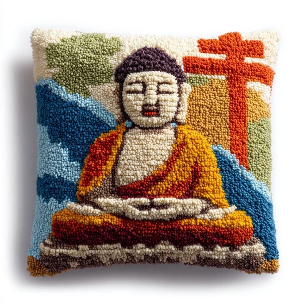 AxiangziK Latch Hook Cushion Kit for Beginners,Buddha Statue