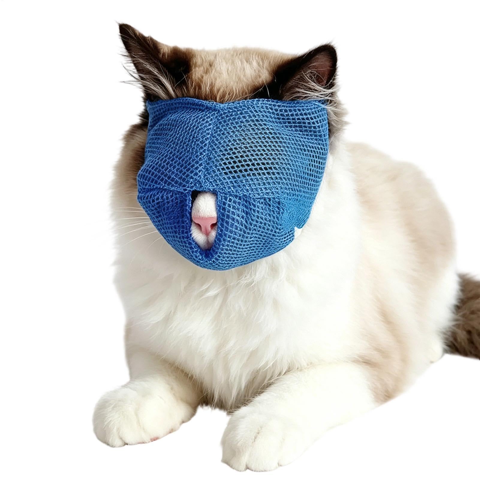 Bozal para gatos ajustable suave malla transpirable anti mordeduras y lamidos para veterinario