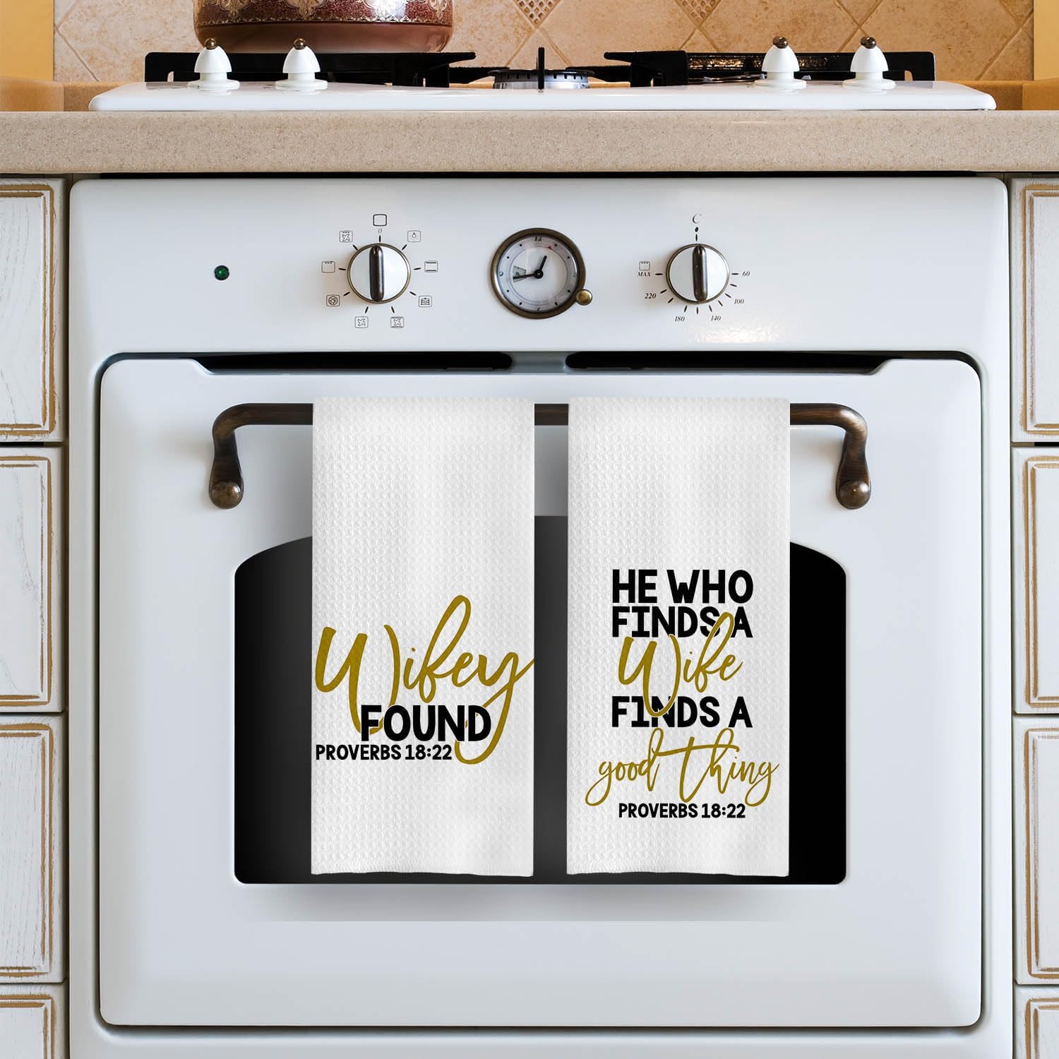 Couple Kitchen Towels,Wifey Hubby Hand Towels 16x24 Inches Set of 2，Anniversary Wedding Gifts for Husband Wife