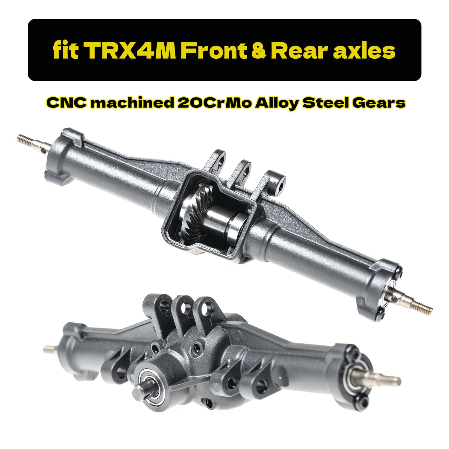 RampCrab Hardened Steel Gear Set (12T/24T) for TRX4M Front & Rear Axles(2 PCS), Upgrades Parts for 1/18 TRX4-M Bronco Defender K10