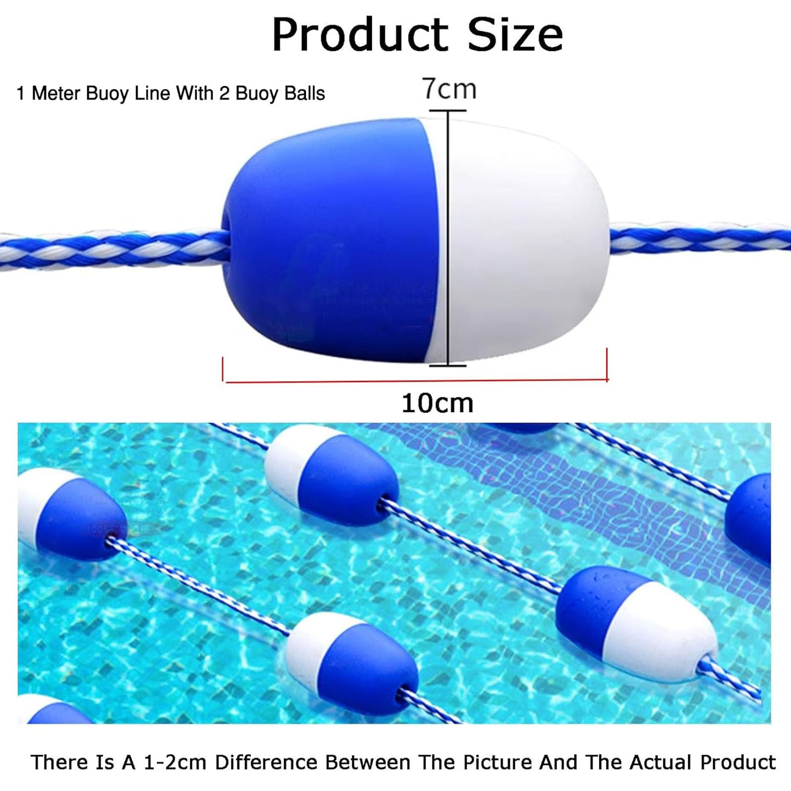 Corda divisoria per Piscina e galleggianti, Sicurezza per Piscina per Separare Aree Pericolose Corridoio Nuoto, Accessori di Sicurezza per Piscina 20ft/6.1m