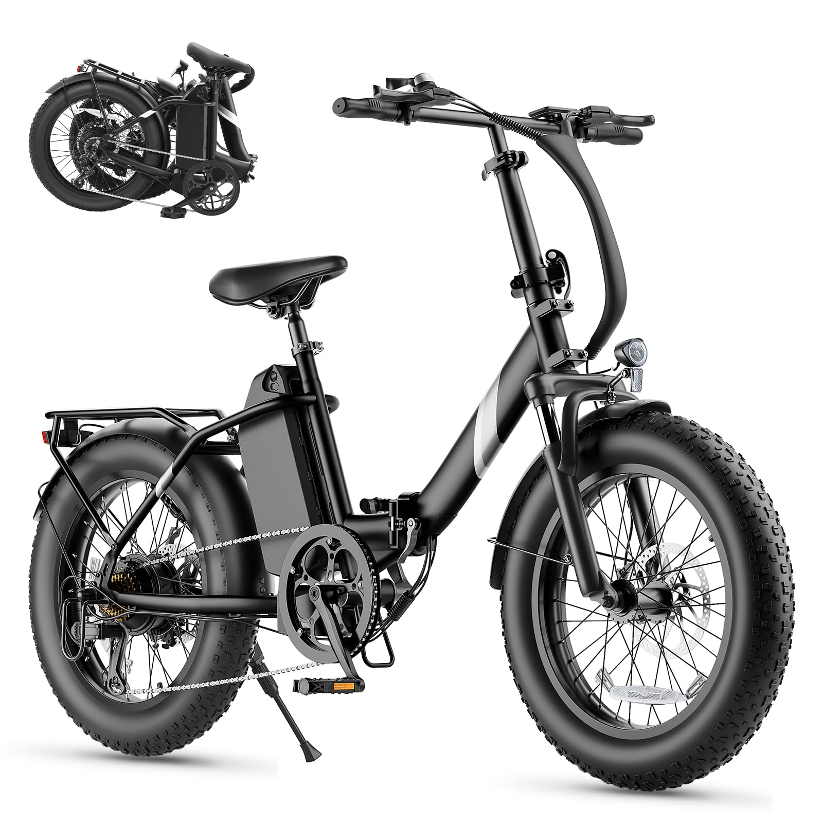 Touroll Bicicleta Eléctrica,S3/ S3 Pro Bici electrica, Fat Bike Plegable 20"×3.0", Autonomía 195 KM, Bici electrica Motor de 250 W, para La Ciudad y La Naturaleza