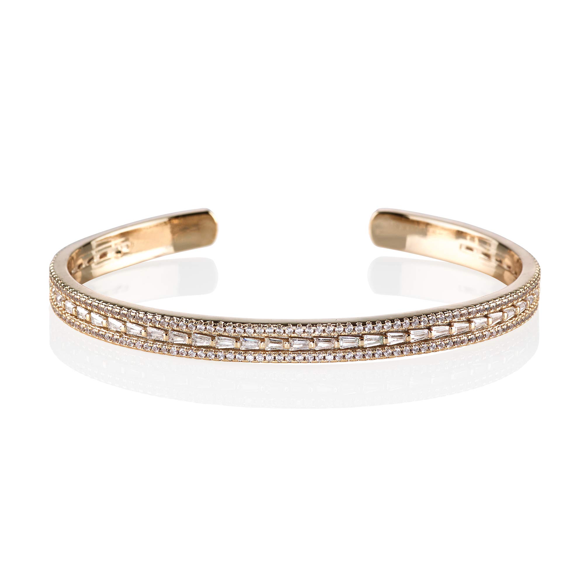 namana Armspange für Damen, Silber-, Gold- oder Roségold-Manschetten-Armband, besetzt mit Zirkonia, offener Armschmuck mit Geschenkbox