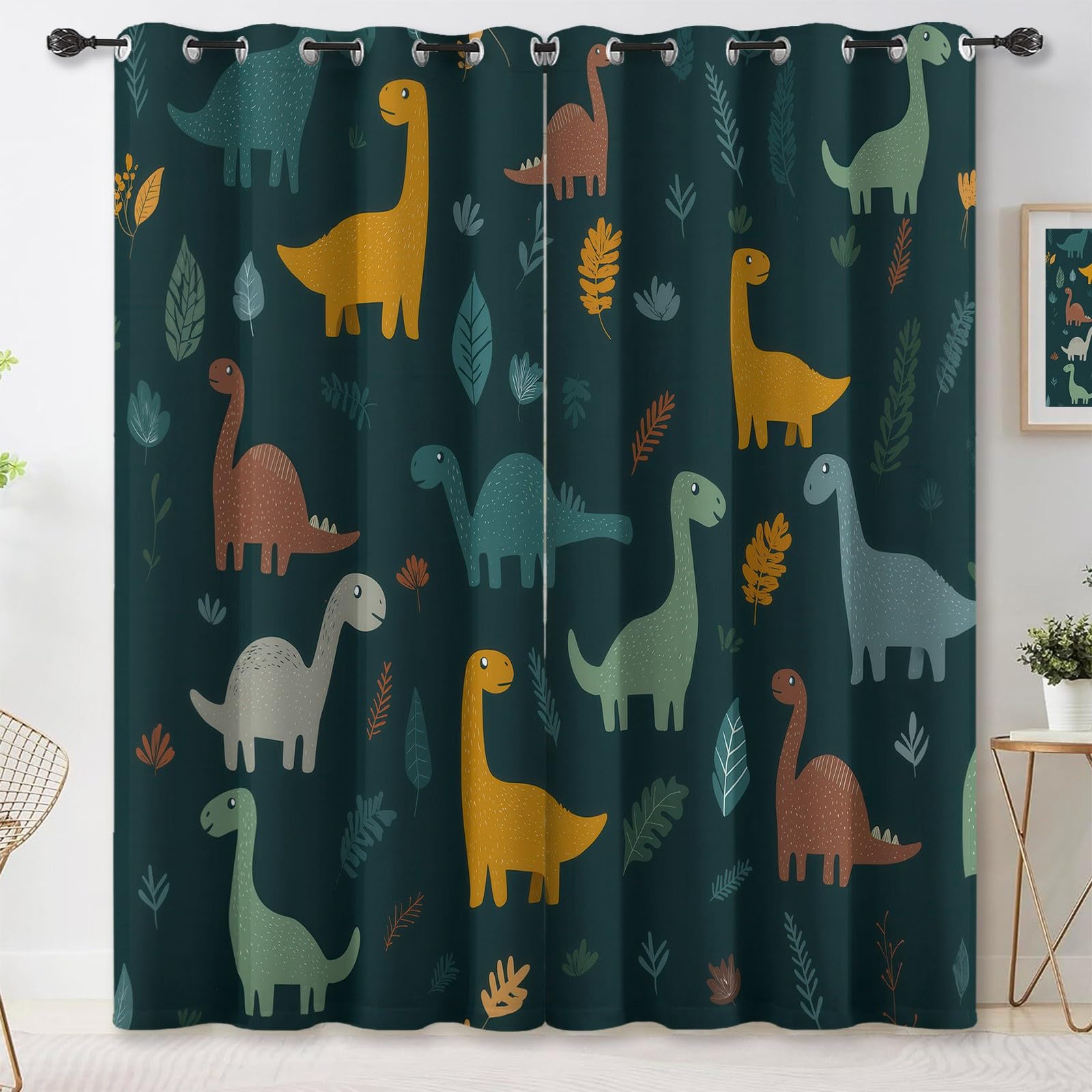 Rideau occultant dinosaure et thermique anti-froid pour chambre d'enfant