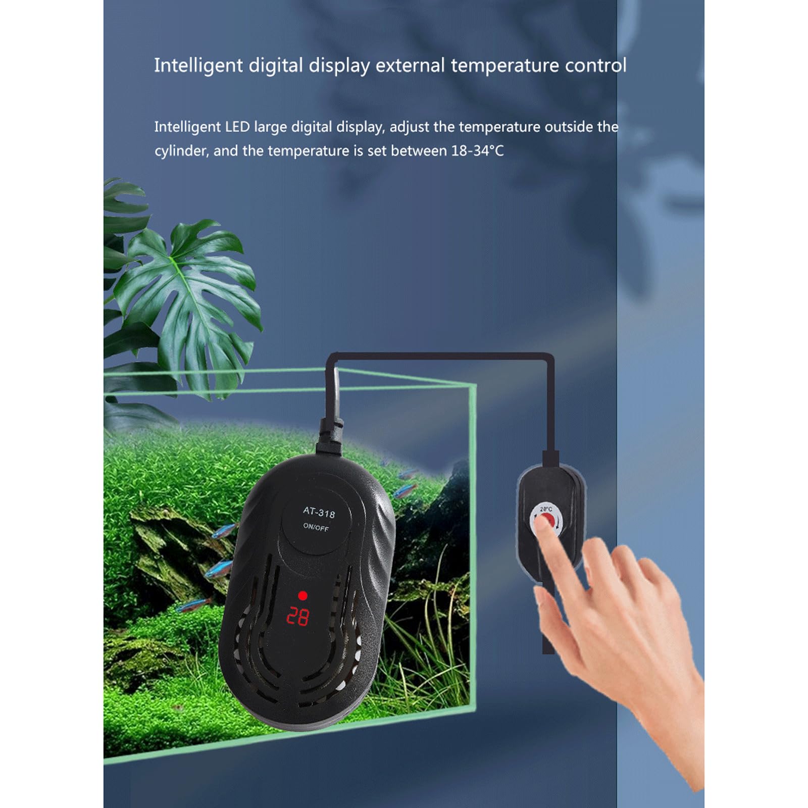Riscaldatore Automatico a Prova di Esplosione con Inverter Intelligente ad Alta Potenza per Acquario Riscaldatore Automatico a Temperatura costante, 1500 W