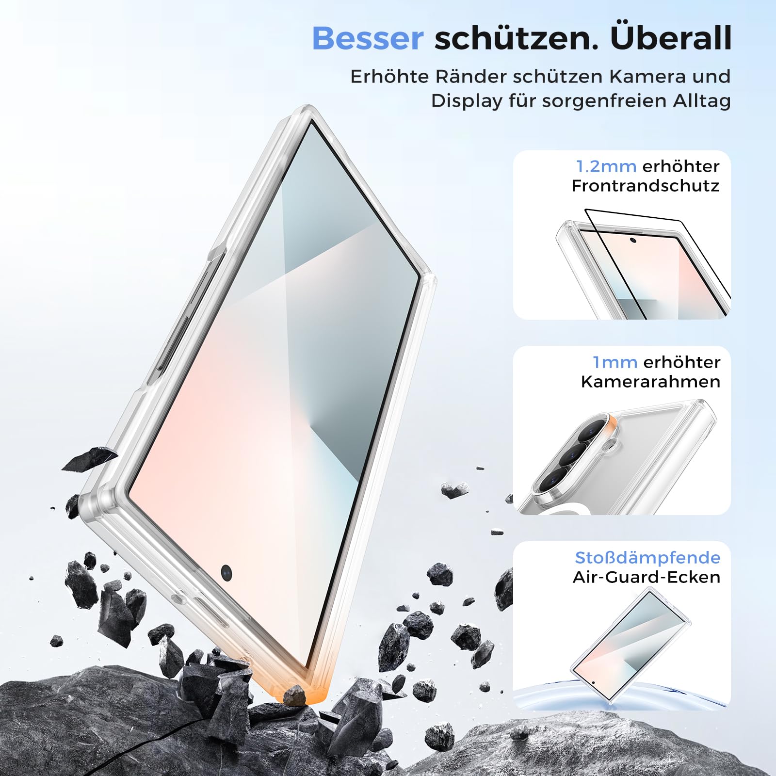 BENKS Clear Combo für Samsung Galaxy Z Fold 7 Hülle, Magnetische Schutzhülle mit Scharnierschutz und Schutzfolie, MagSafe-Kompatibel, Stoßfest, Dünn & Leicht, Vergilbungsresistent