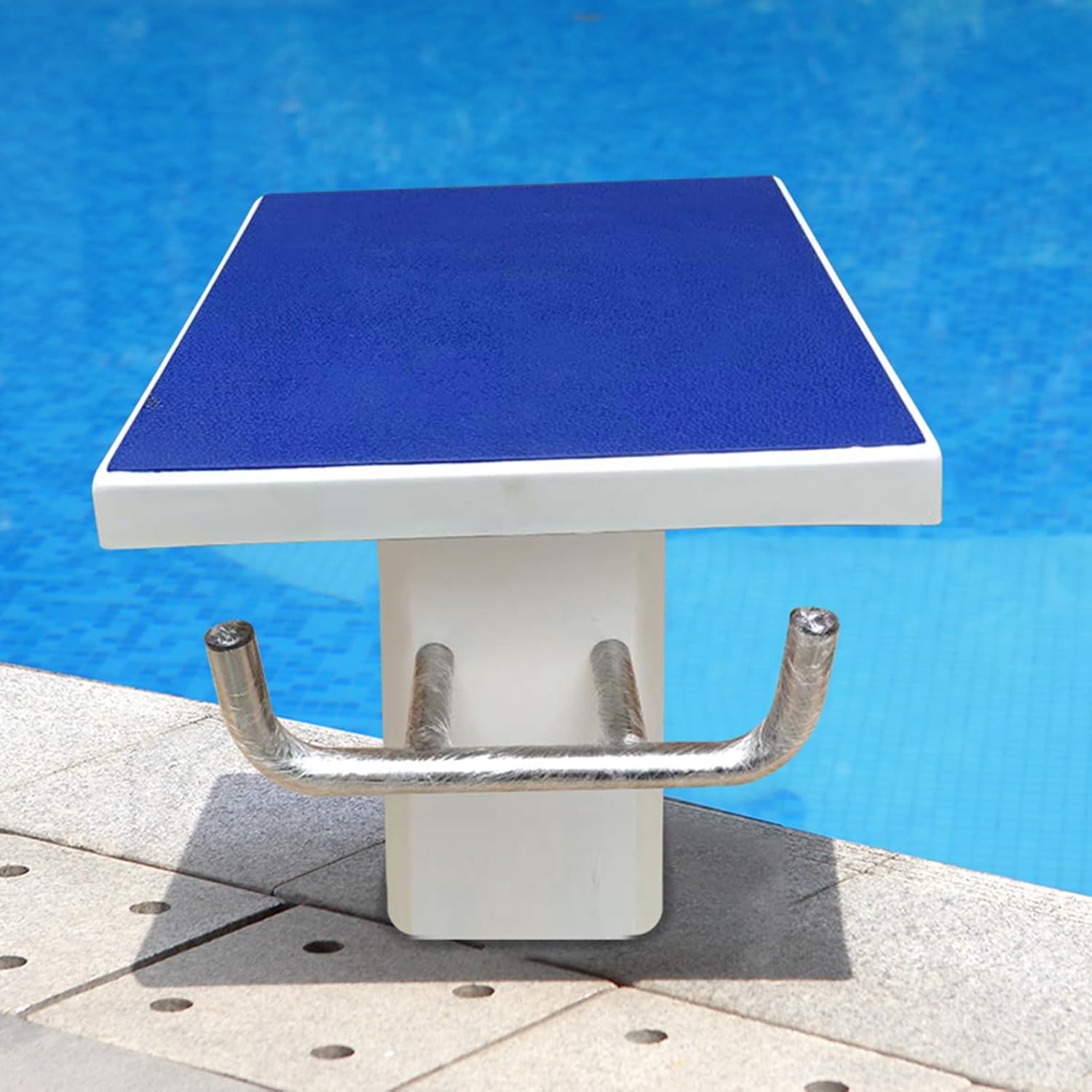 Heavy Duty 304 Stainless Steel Pool Diving Board with Blue Anti-Slip Surface, Durable Diving Platform for Competitive Swimming and Training at Stadiums