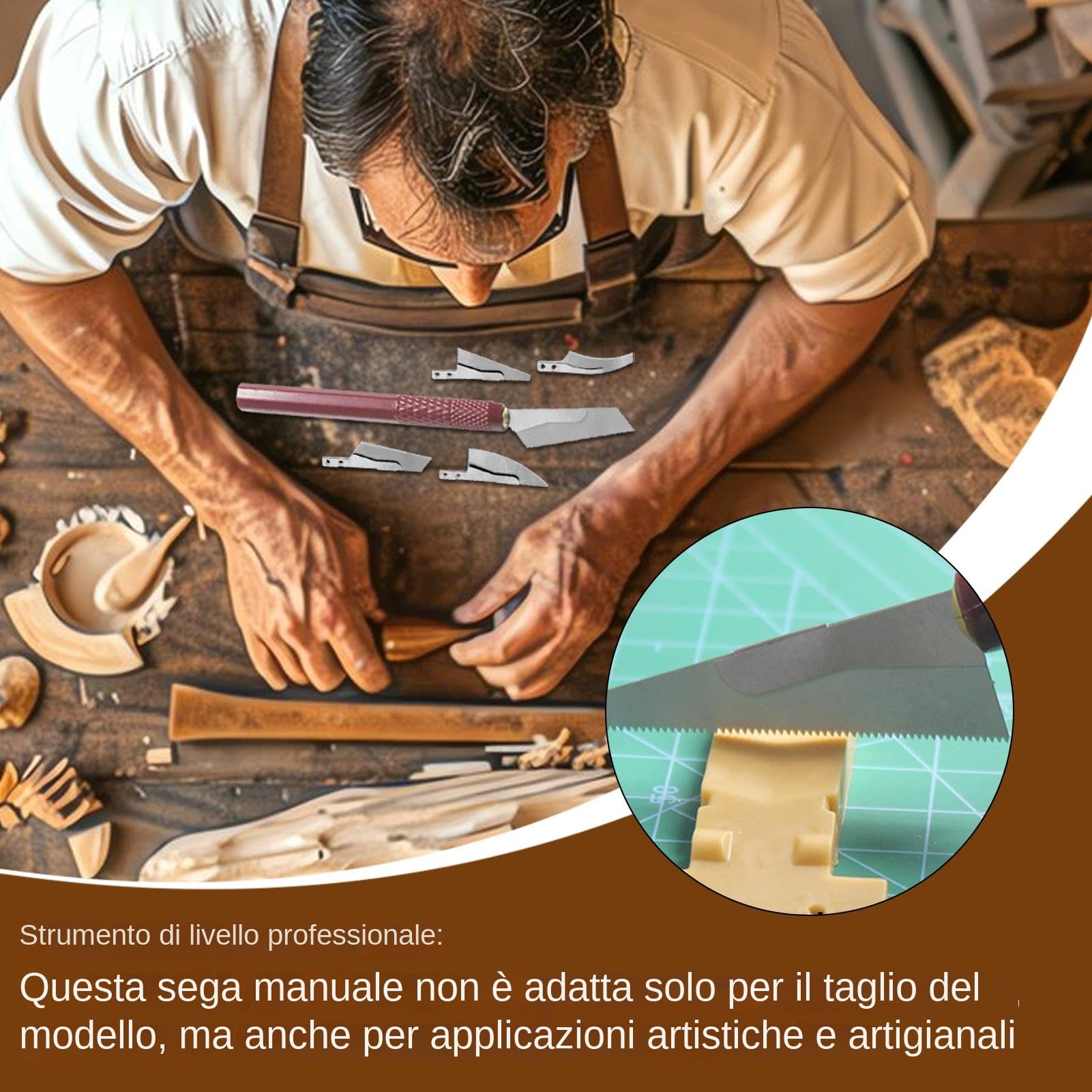 Kit di Seghetti da Modellismo di Precisione | 4 Utensili Mini per Taglio, Intaglio e Rifinitura | Per Legno, e Hobby Fai da Te | Ideale per Lavori di Dettaglio e Precisione