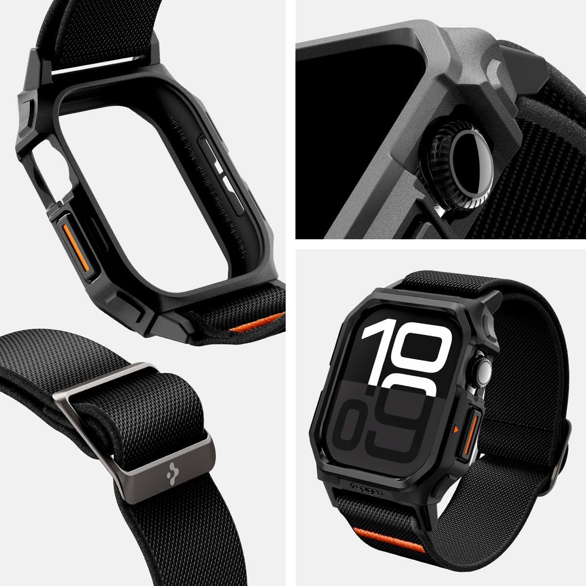 Spigen for Apple Watch Band, Lite Fit Pro Case and Strap Compatible with Ultra 3/2/1 49mm, Series 11/10 46/42mm, 9/8/7 45mm Durable TPU Cover with Lightweight Fabric Strap