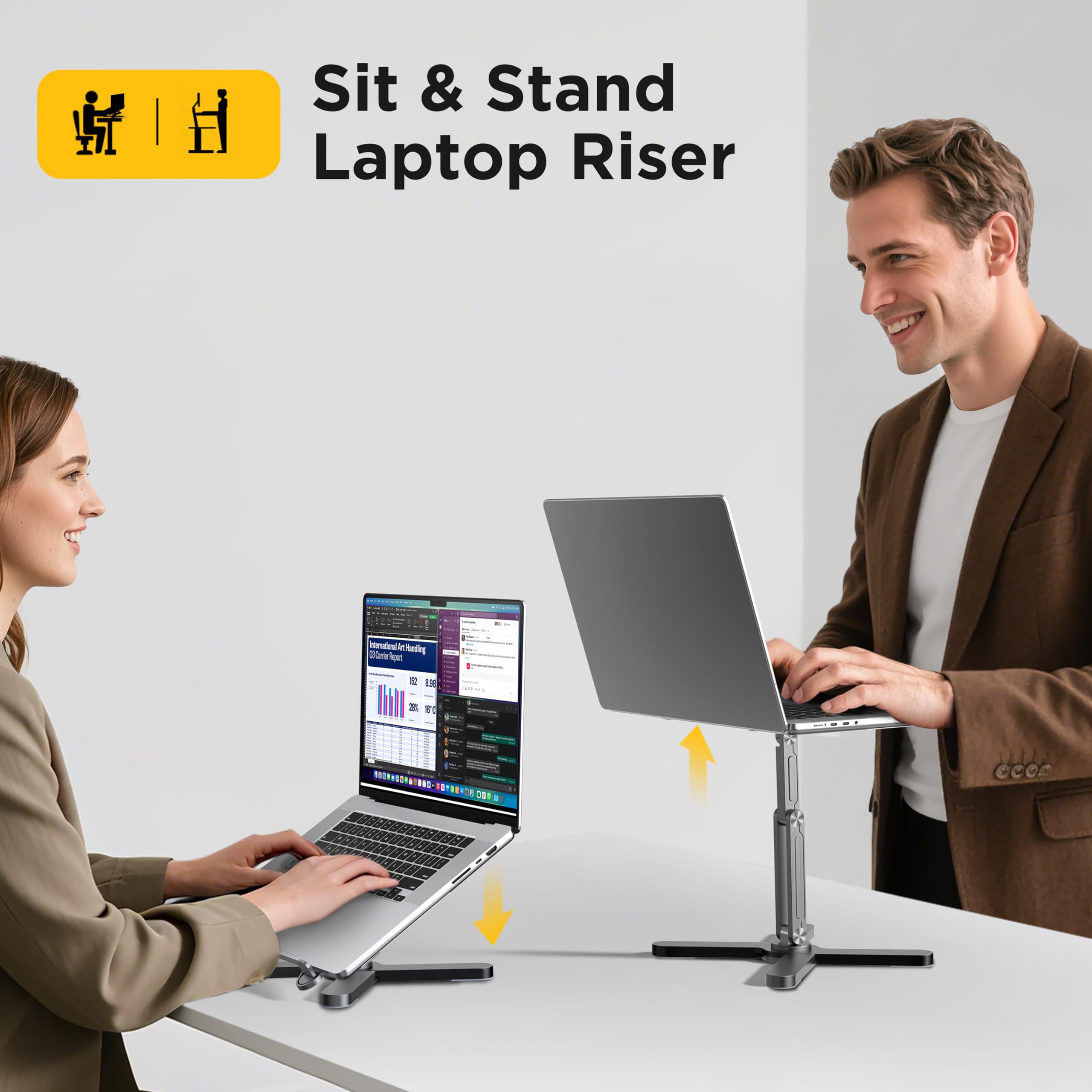 FoldWise X Laptop-Ständer für Schreibtisch – Aluminium, 360° drehbar, klappbar, höhen- & winkelverstellbar – Stabiler & tragbarer Laptop-Riser, MacBook-Ständer & Computerhalter für 11-18 Zoll