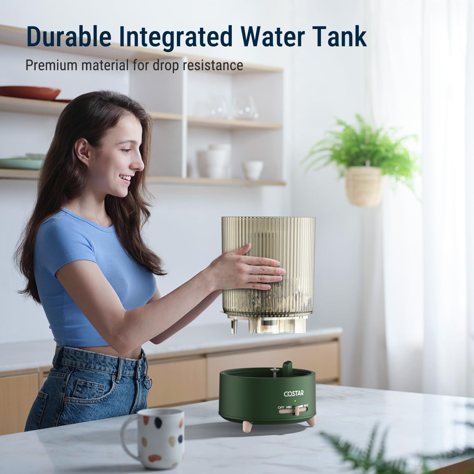 COSTAR Humidifier for Room Moisture, Whisper-Quiet 4.2 Litres Cool Mist Ultrasonic Humidifier with Large Capacity Water Tank Humidity, Top Fill, Auto-Shut off, Cold & Cough Relief (Green) 1
