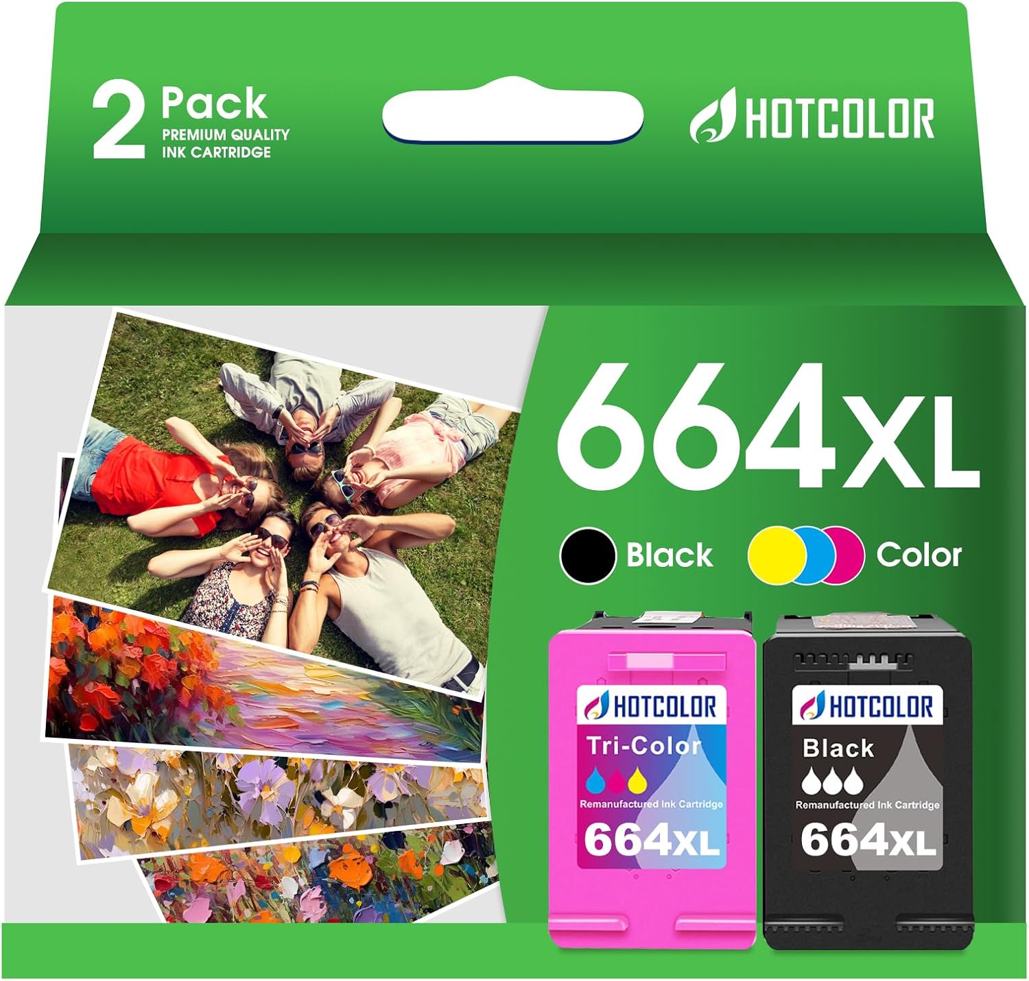 664XL Ink Cartridge Replacement for HP 664XL Ink Cartridges Black and Color for DeskJet Ink Advantage 2135 1115 2675 3635 3775 Ink (1 Black/1 Color, 2Pack)