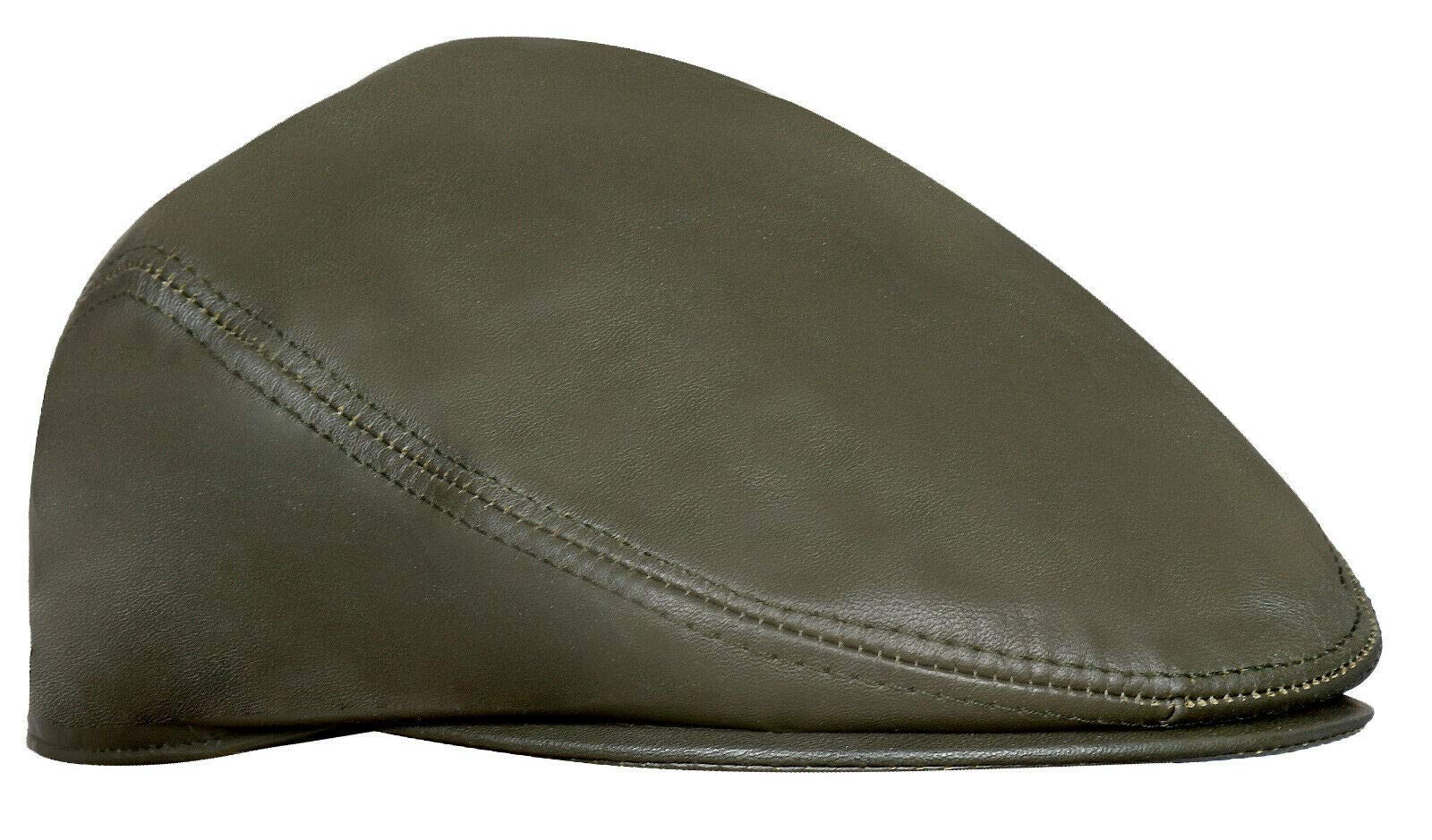 Infinity Leather Men's Olive Real Soft Leather Ivy Beret Newsboy Gatsby Golf Cabbie Flat Cap Hats M